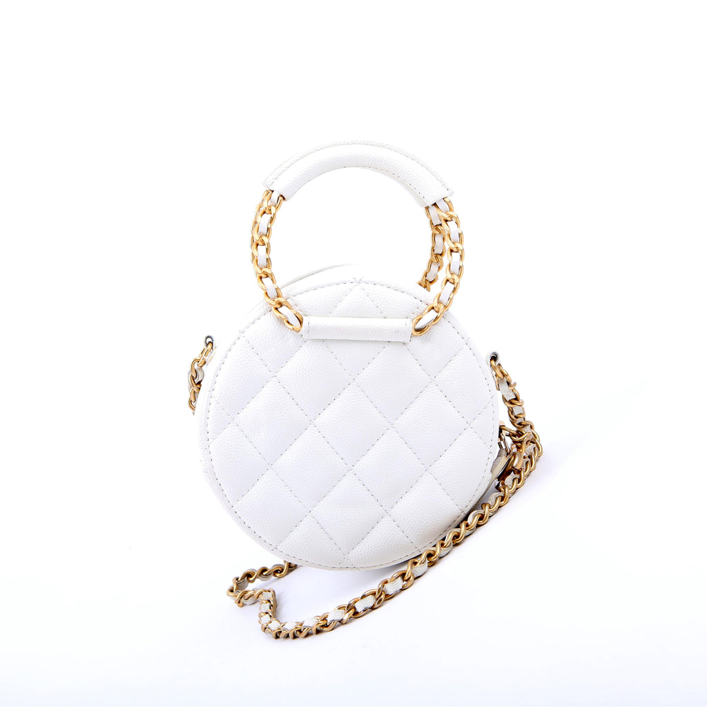 Chanel In the Loop Round Clutch with Chain 29M White