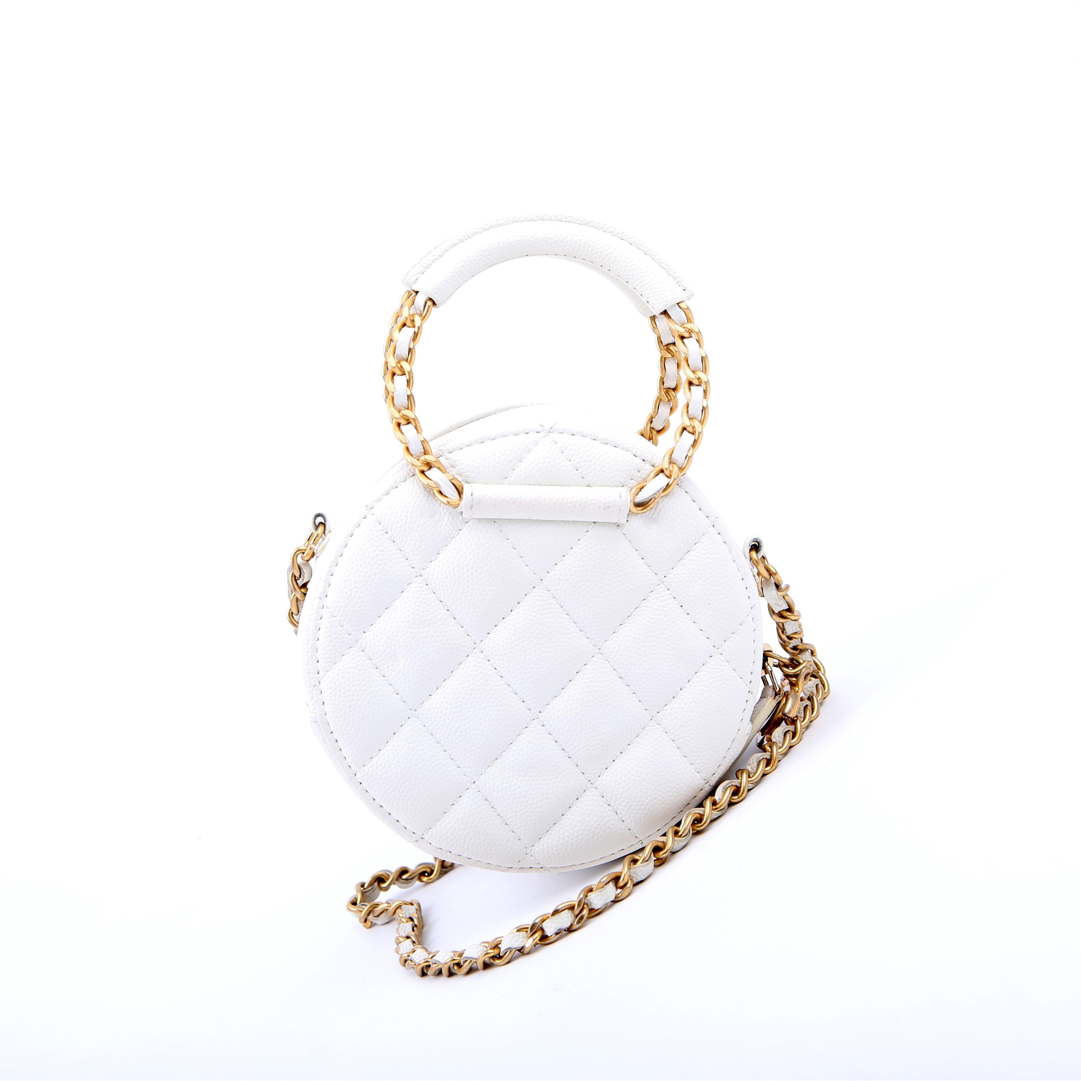 Chanel In the Loop Round Clutch with Chain 29M White