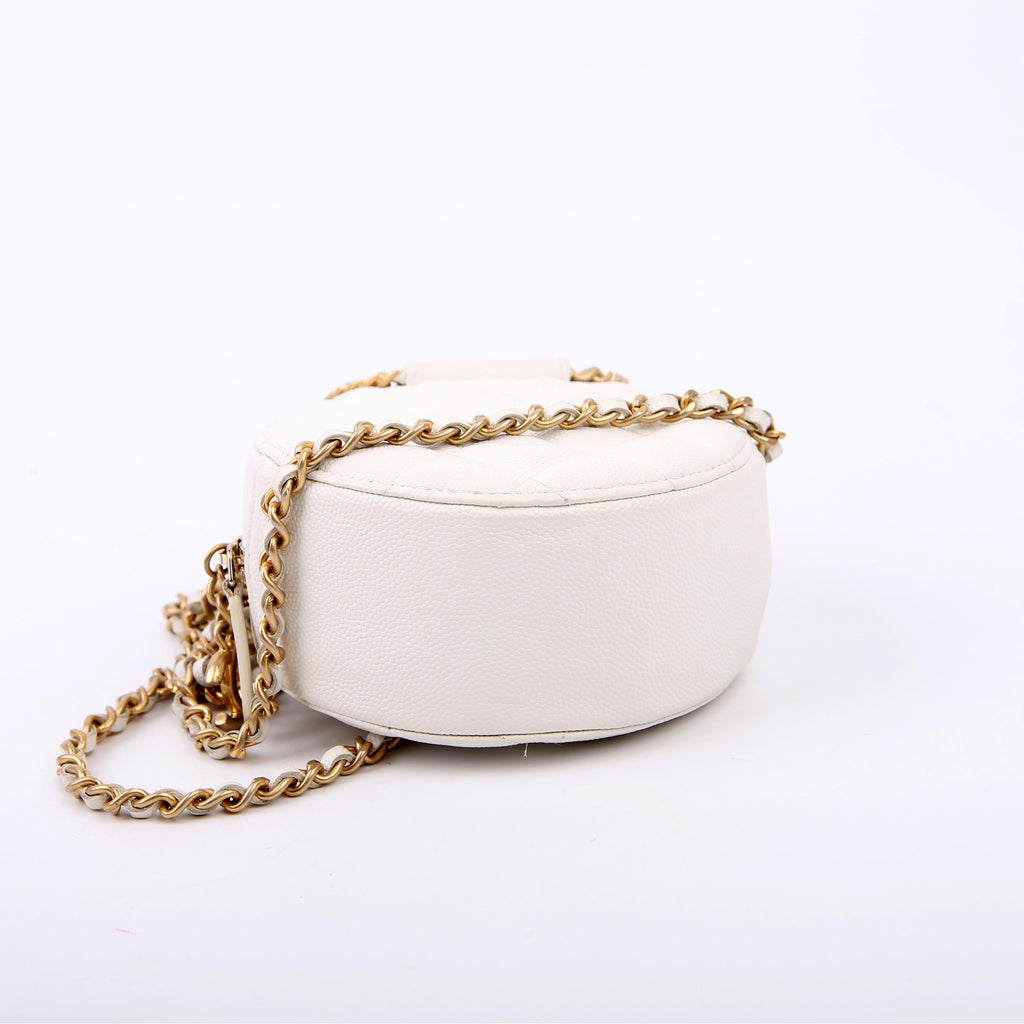 Chanel In the Loop Round Clutch with Chain 29M White