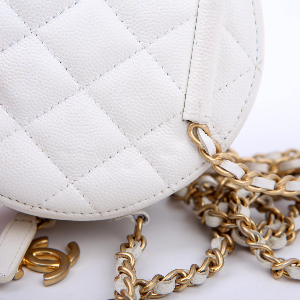 Chanel In the Loop Round Clutch with Chain 29M White