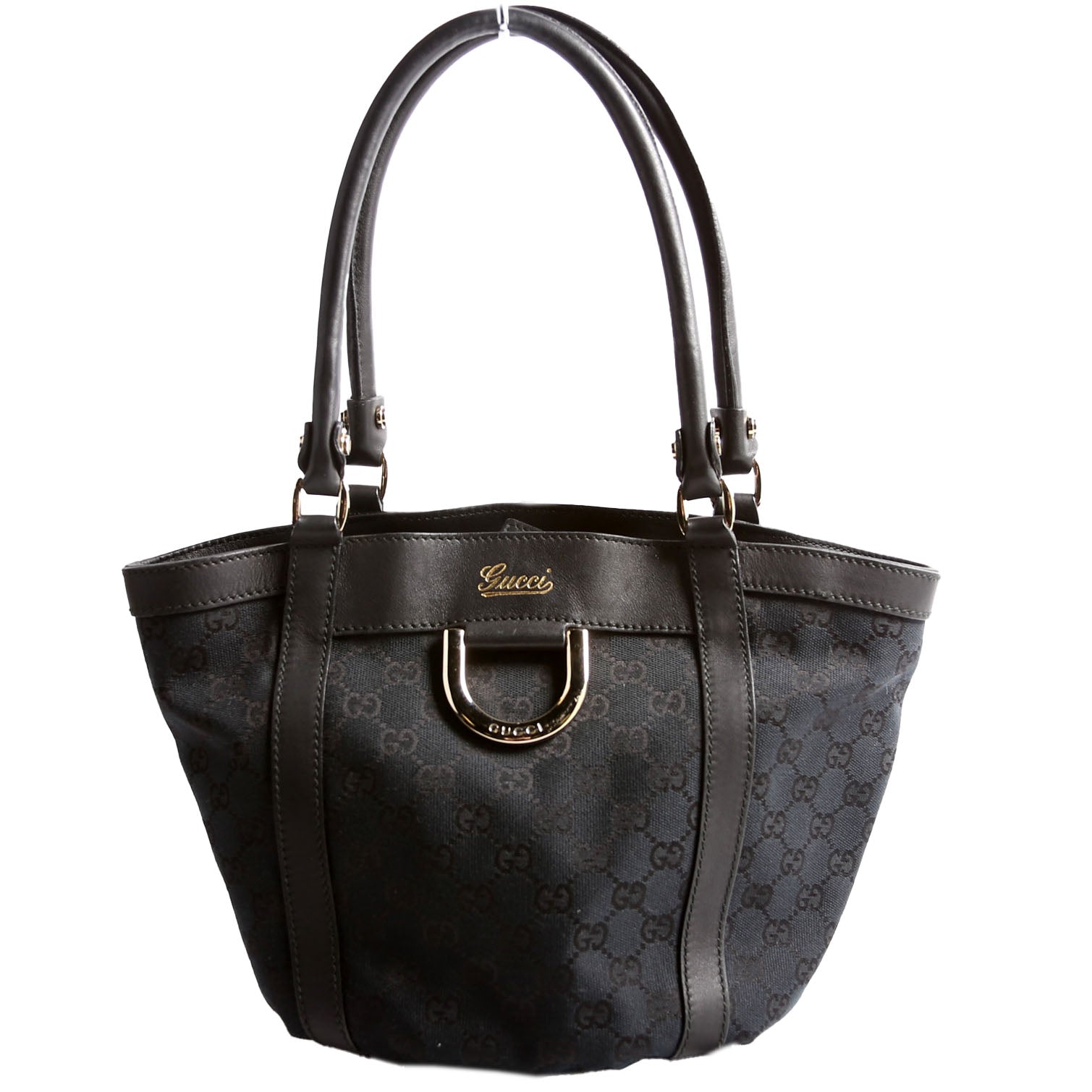 Gucci 211983 GG Canvas D Ring Small Tote Black