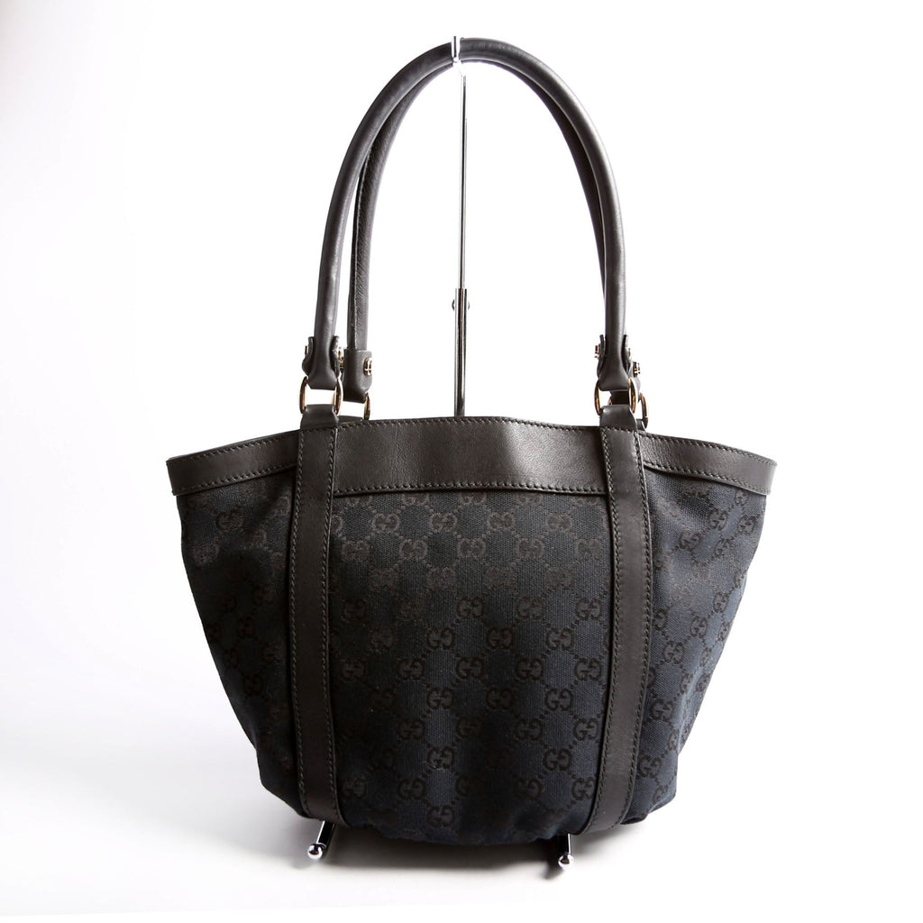 Gucci 211983 GG Canvas D Ring Small Tote Black