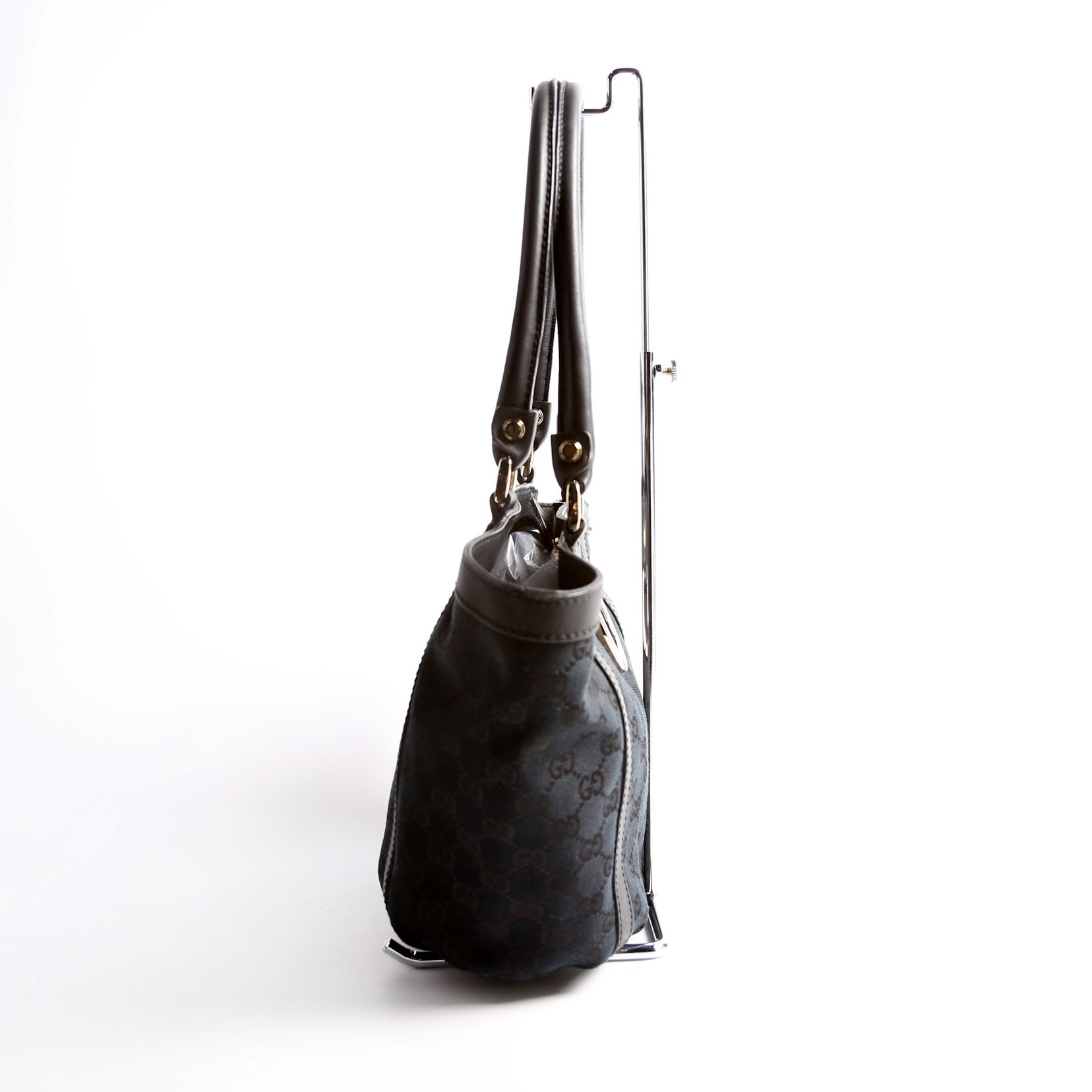Gucci 211983 GG Canvas D Ring Small Tote Black