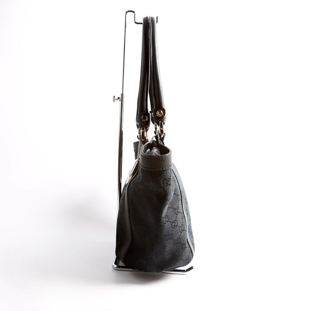 Gucci 211983 GG Canvas D Ring Small Tote Black