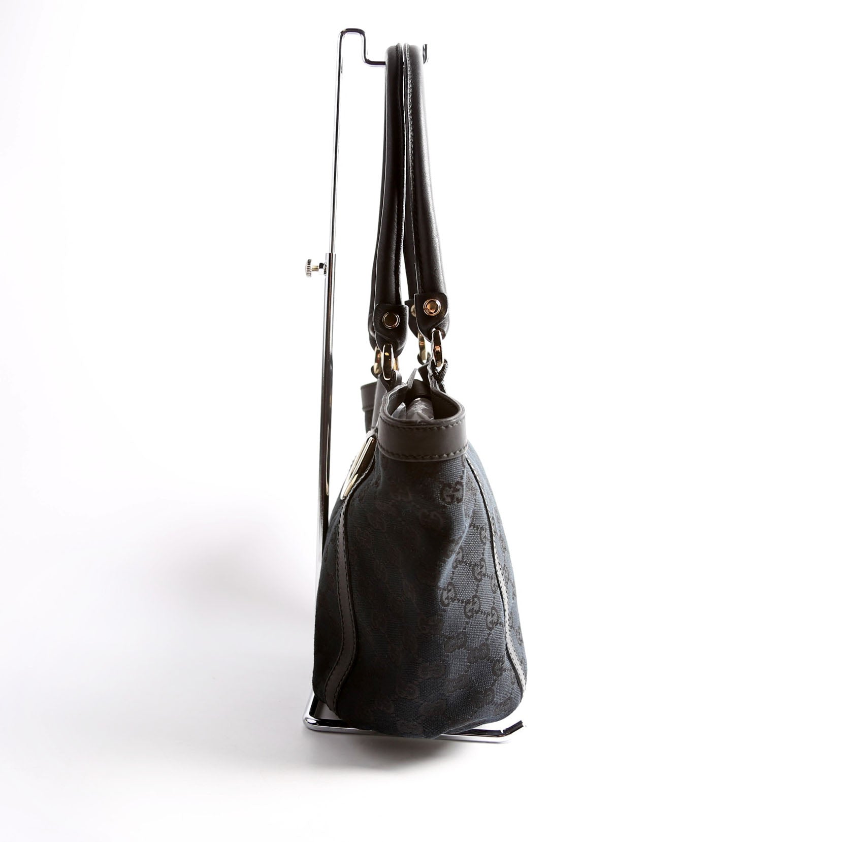 Gucci 211983 GG Canvas D Ring Small Tote Black