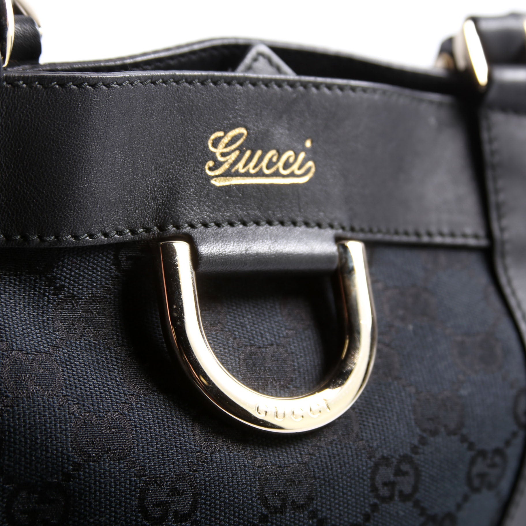 Gucci 211983 GG Canvas D Ring Small Tote Black