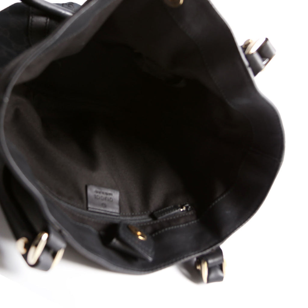 Gucci 211983 GG Canvas D Ring Small Tote Black