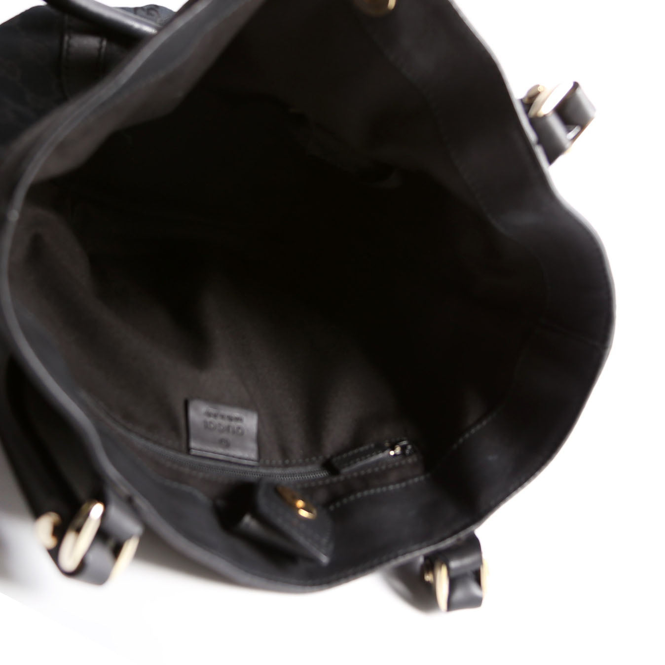 Gucci 211983 GG Canvas D Ring Small Tote Black