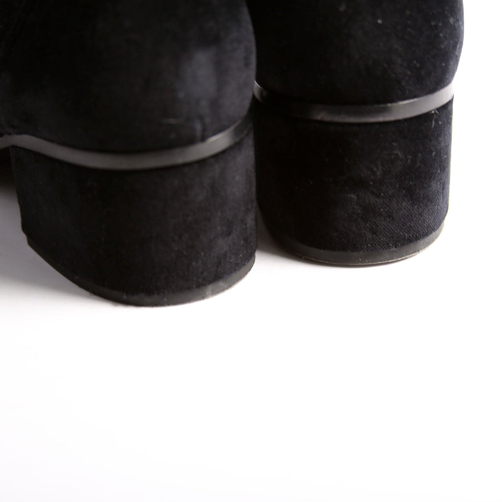Chanel CC Cap Toe Velvet Lace-Up Boots Size 38
