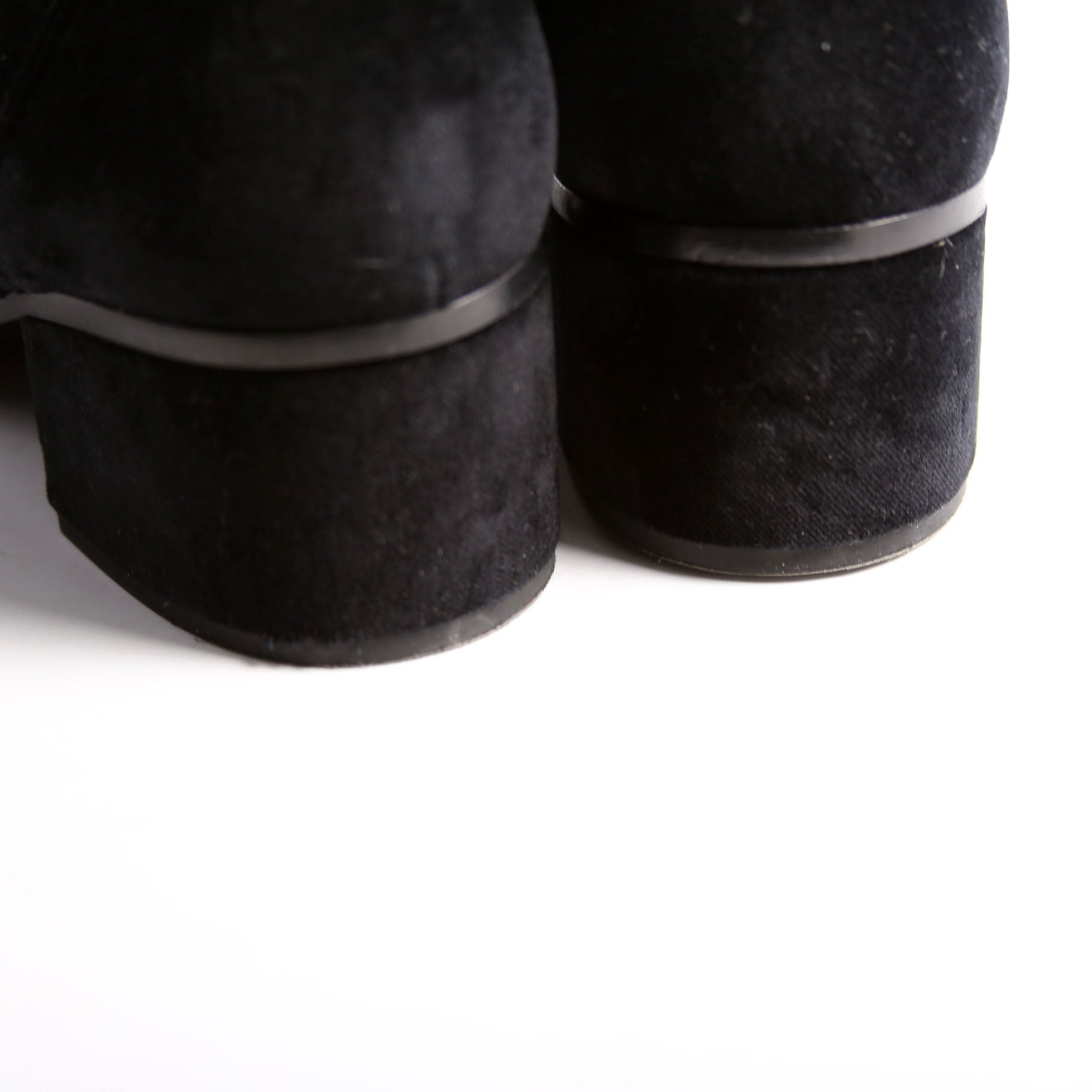 Chanel CC Cap Toe Velvet Lace-Up Boots Size 38