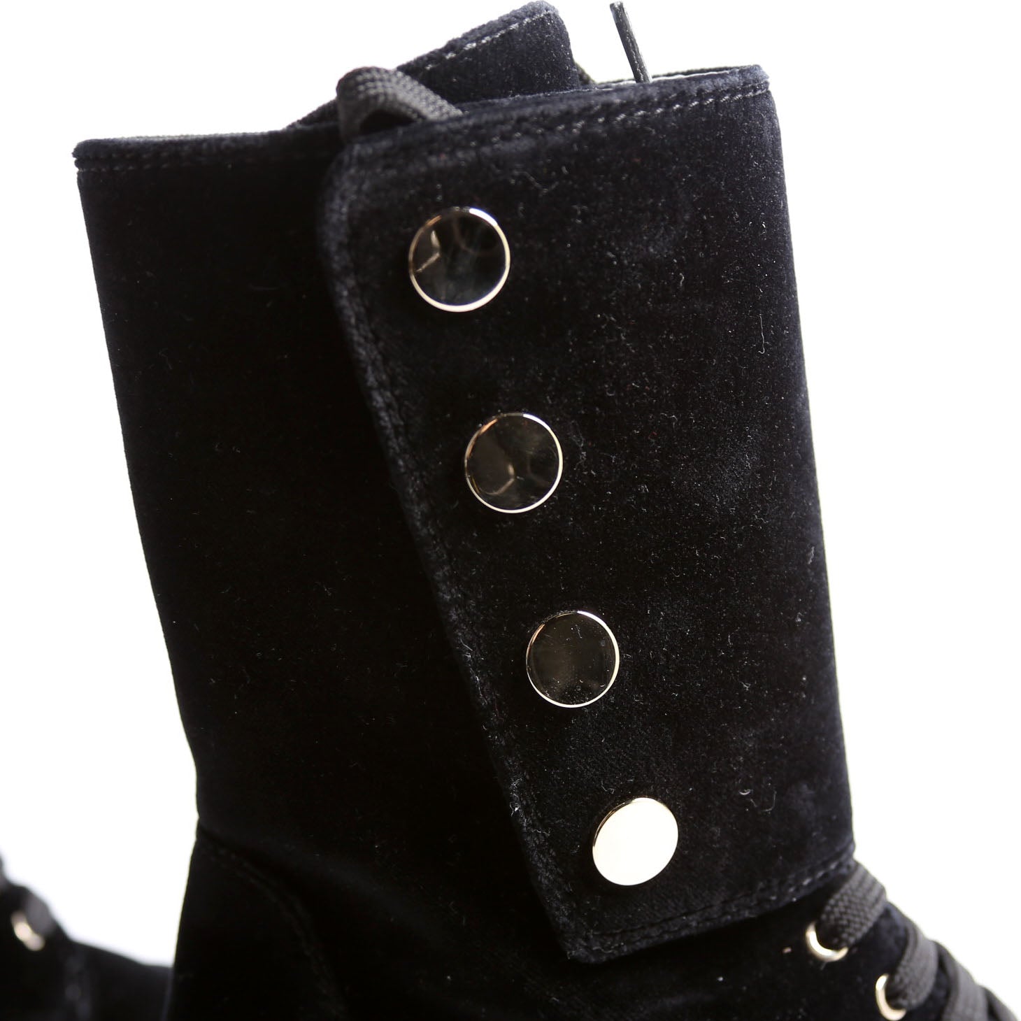 Chanel CC Cap Toe Velvet Lace-Up Boots Size 38