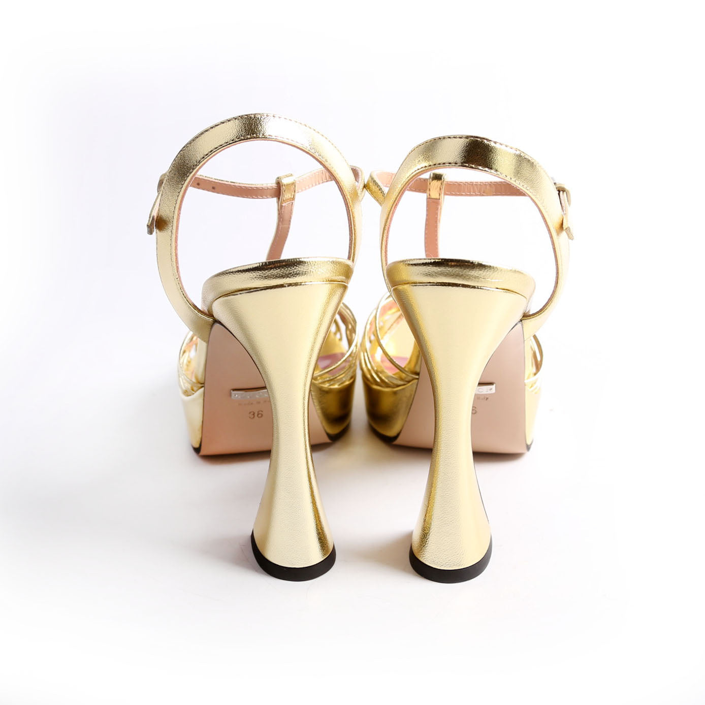 Gucci Logo Chain Strappy Platform Sandal Heels