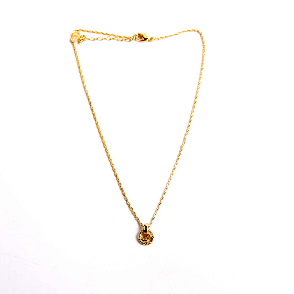 Christian Dior Vintage Circle CD Pendant Necklace Gold