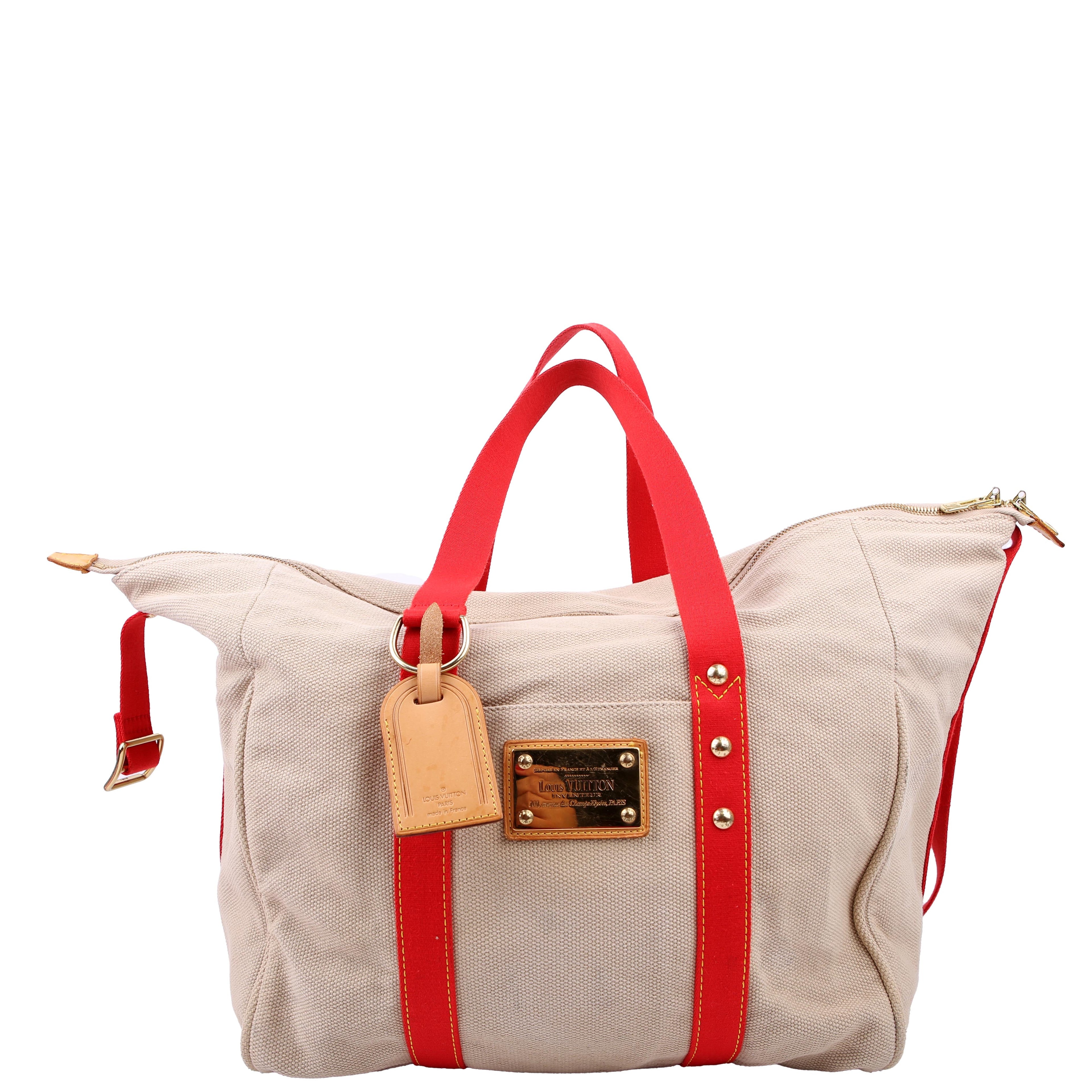 Louis Vuitton Antigua Sac Weekend Duffel Beige/Red
