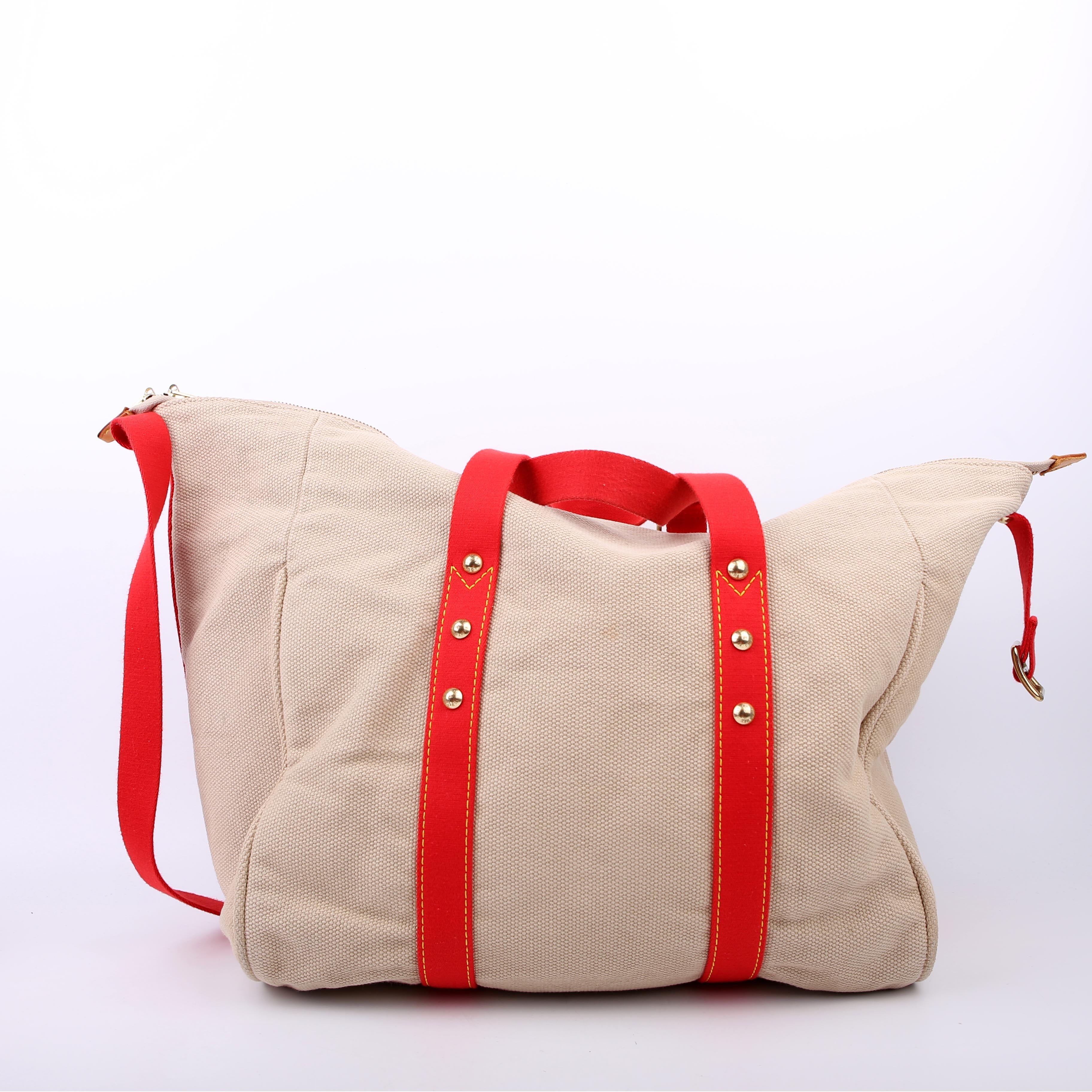 Louis Vuitton Antigua Sac Weekend Duffel Beige/Red