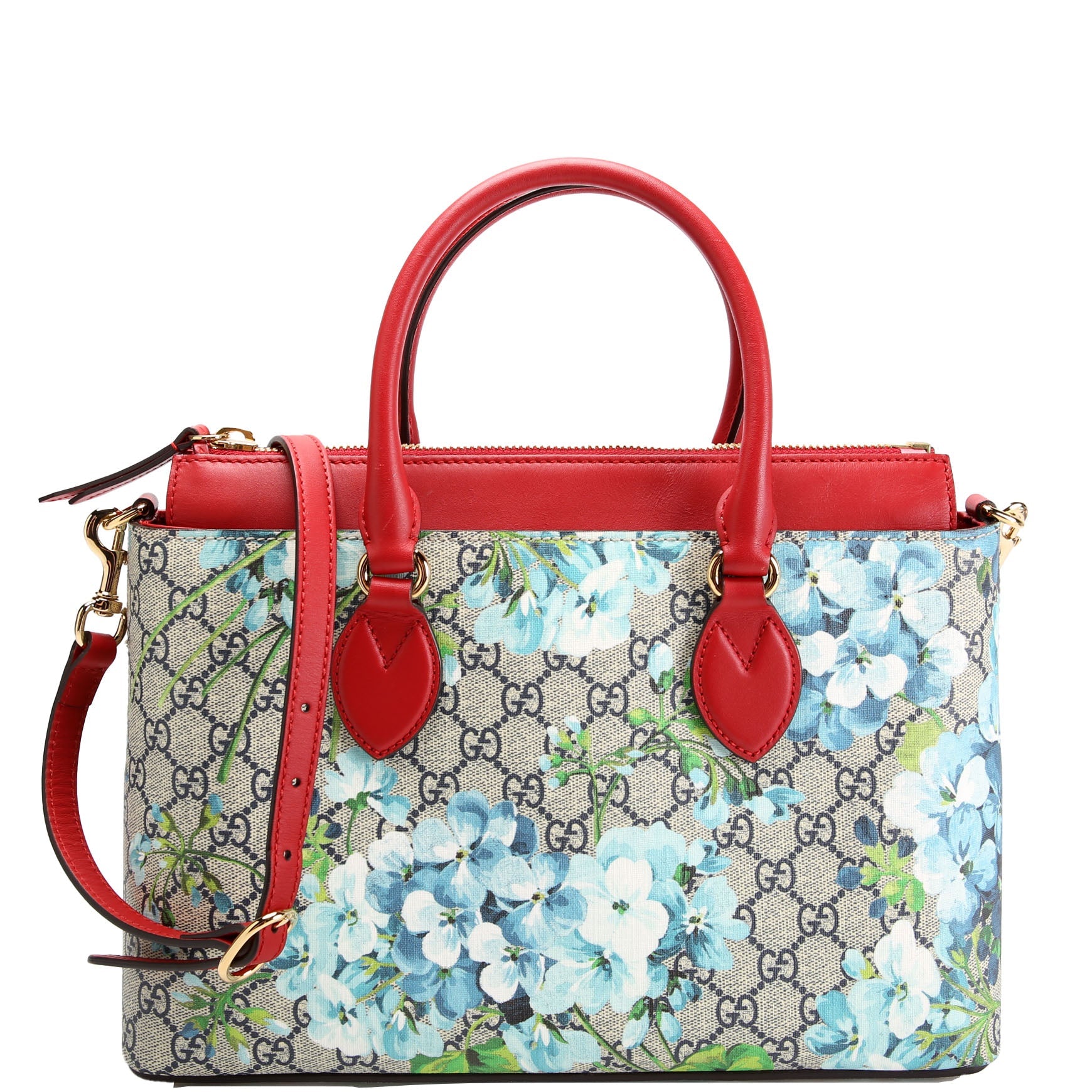 Gucci 409534 GG Blooms Small Zip Tote Red/Blue