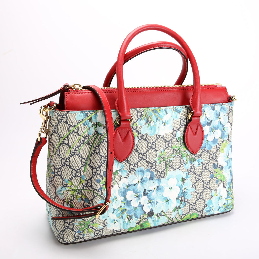 Gucci 409534 GG Blooms Small Zip Tote Red/Blue