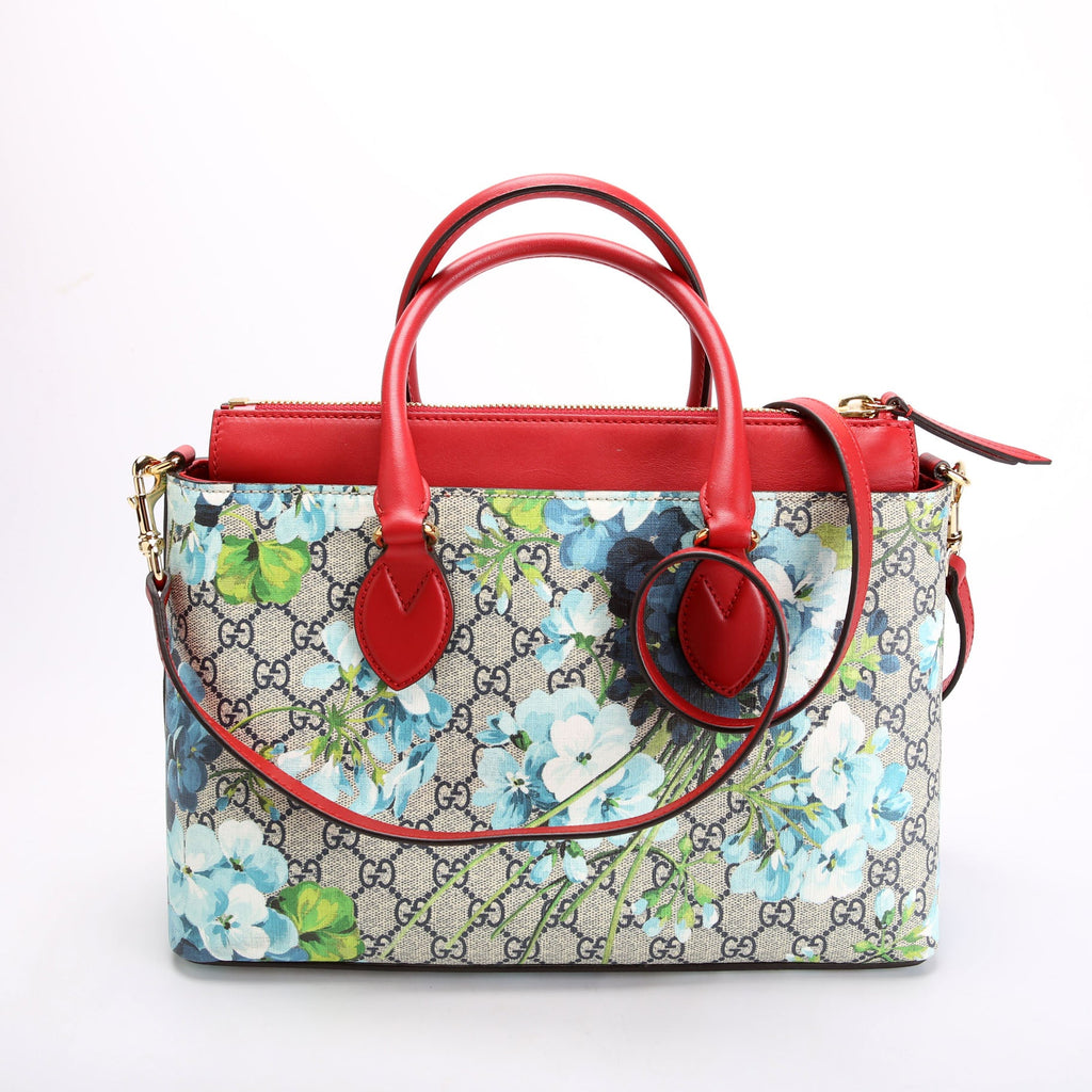 Gucci 409534 GG Blooms Small Zip Tote Red/Blue