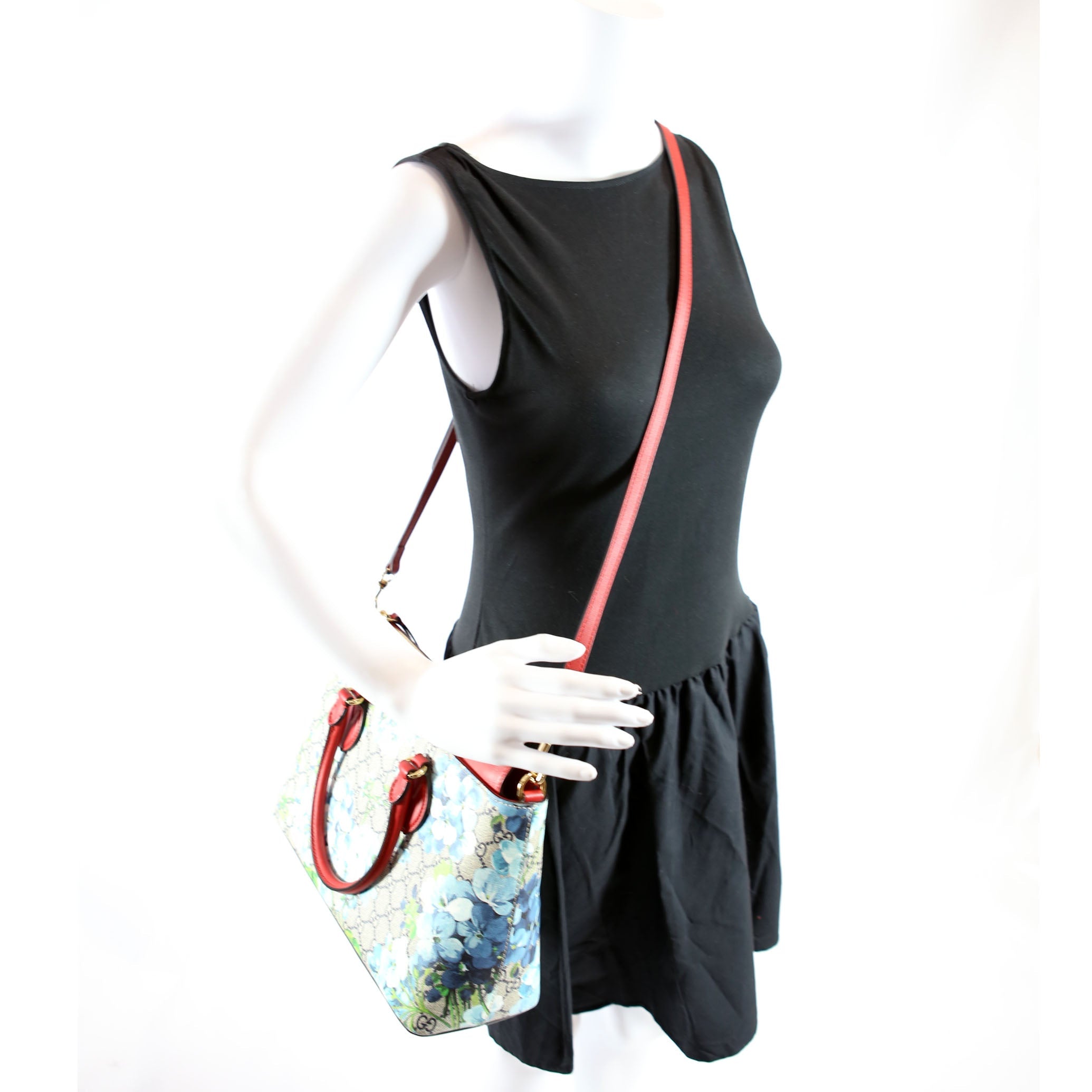 Gucci 409534 GG Blooms Small Zip Tote Red/Blue
