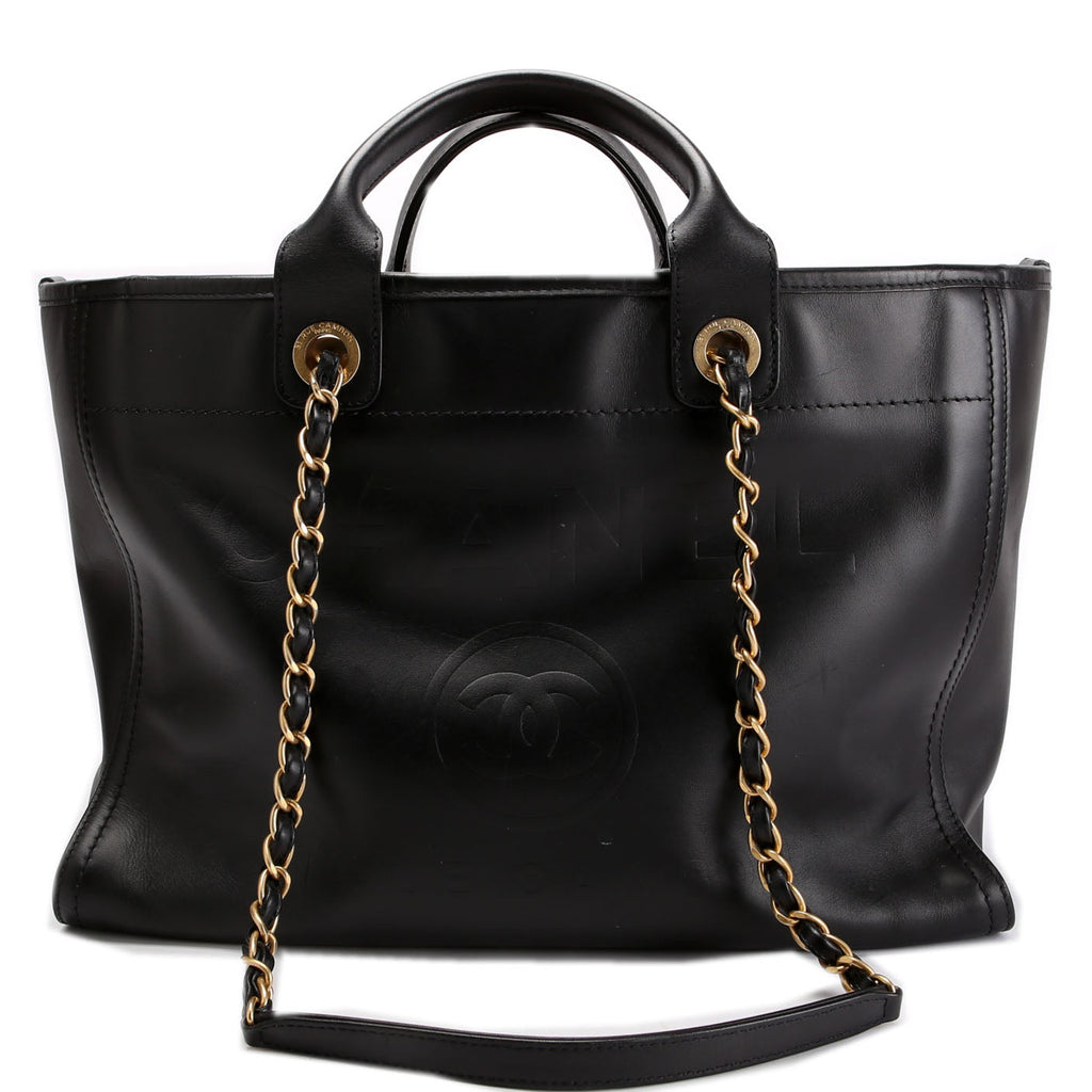 Chanel Deauville Embossed Calfskin Medium 31M Black