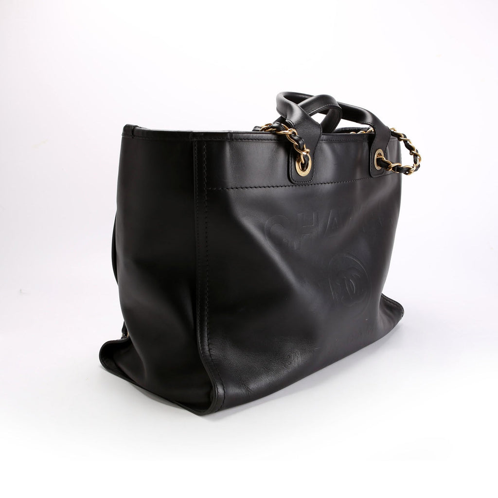 Chanel Deauville Embossed Calfskin Medium 31M Black