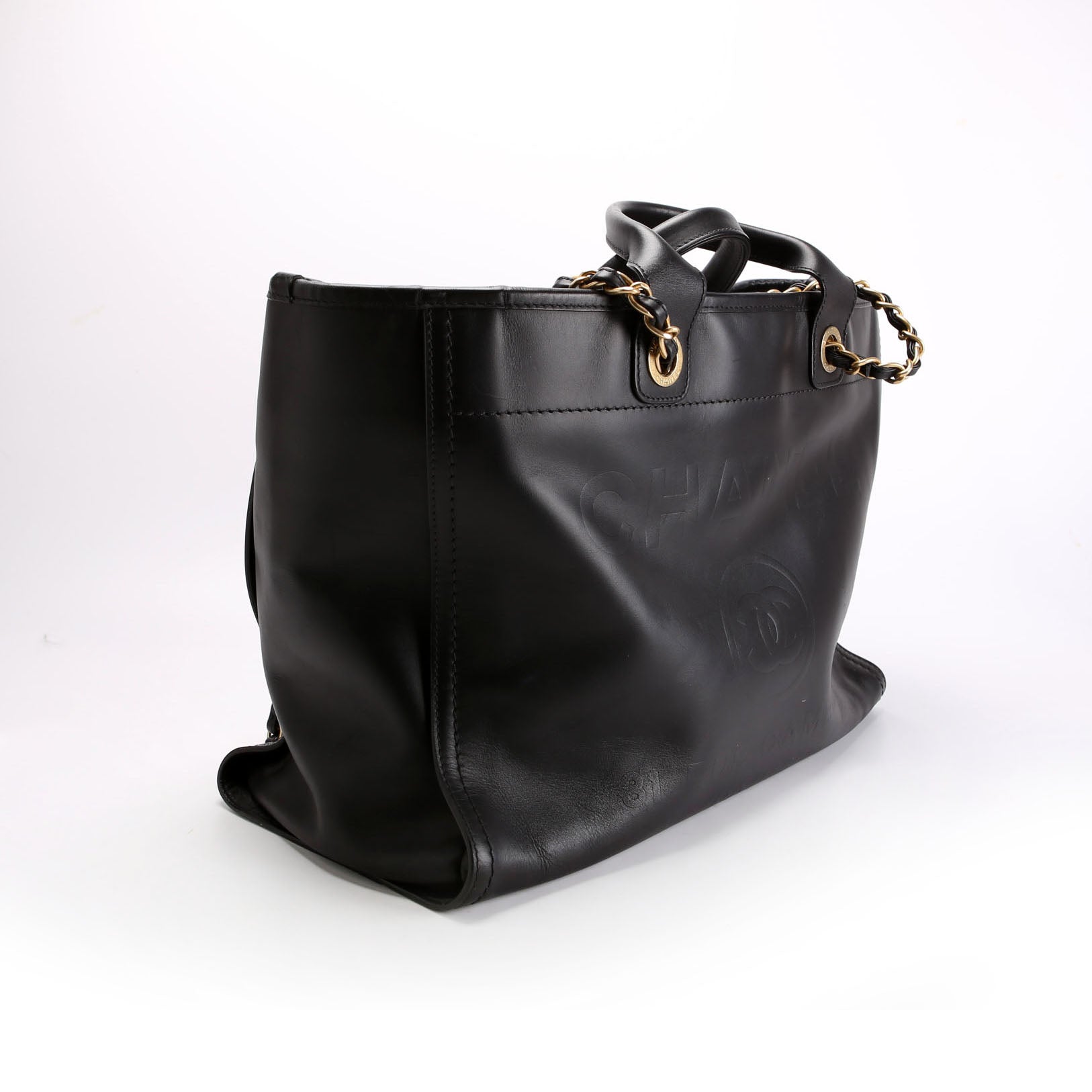 Chanel Deauville Embossed Calfskin Medium 31M Black