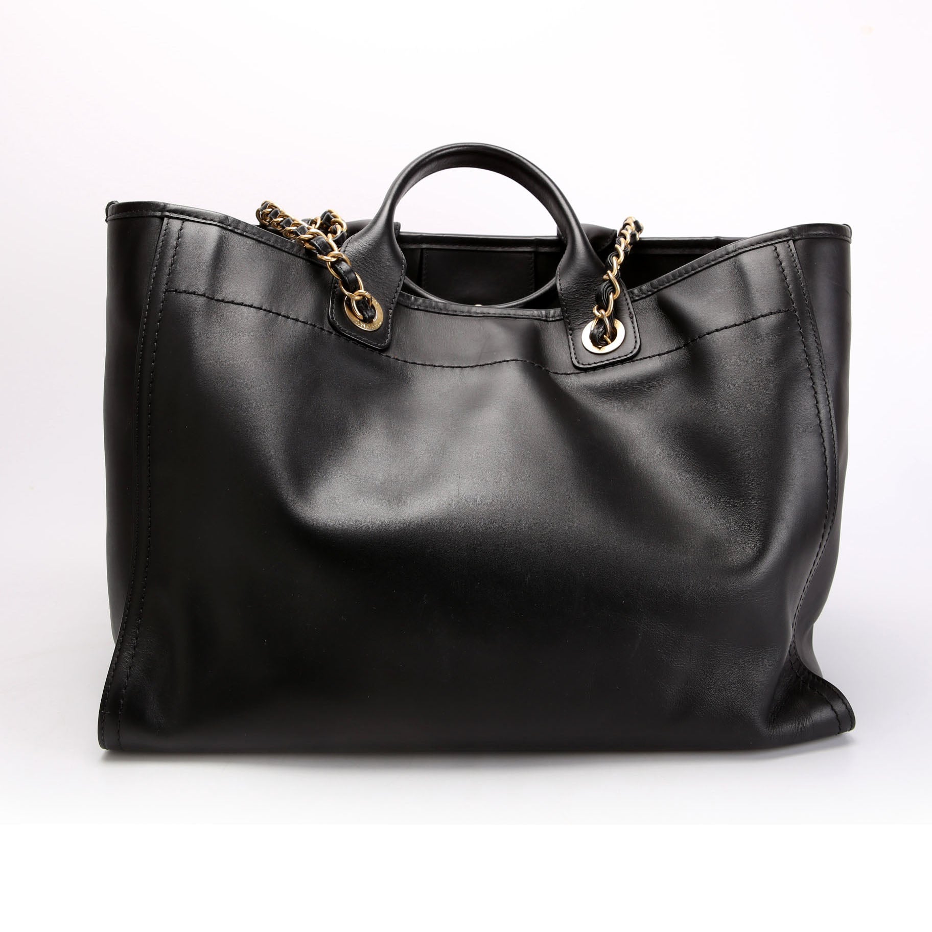 Chanel Deauville Embossed Calfskin Medium 31M Black
