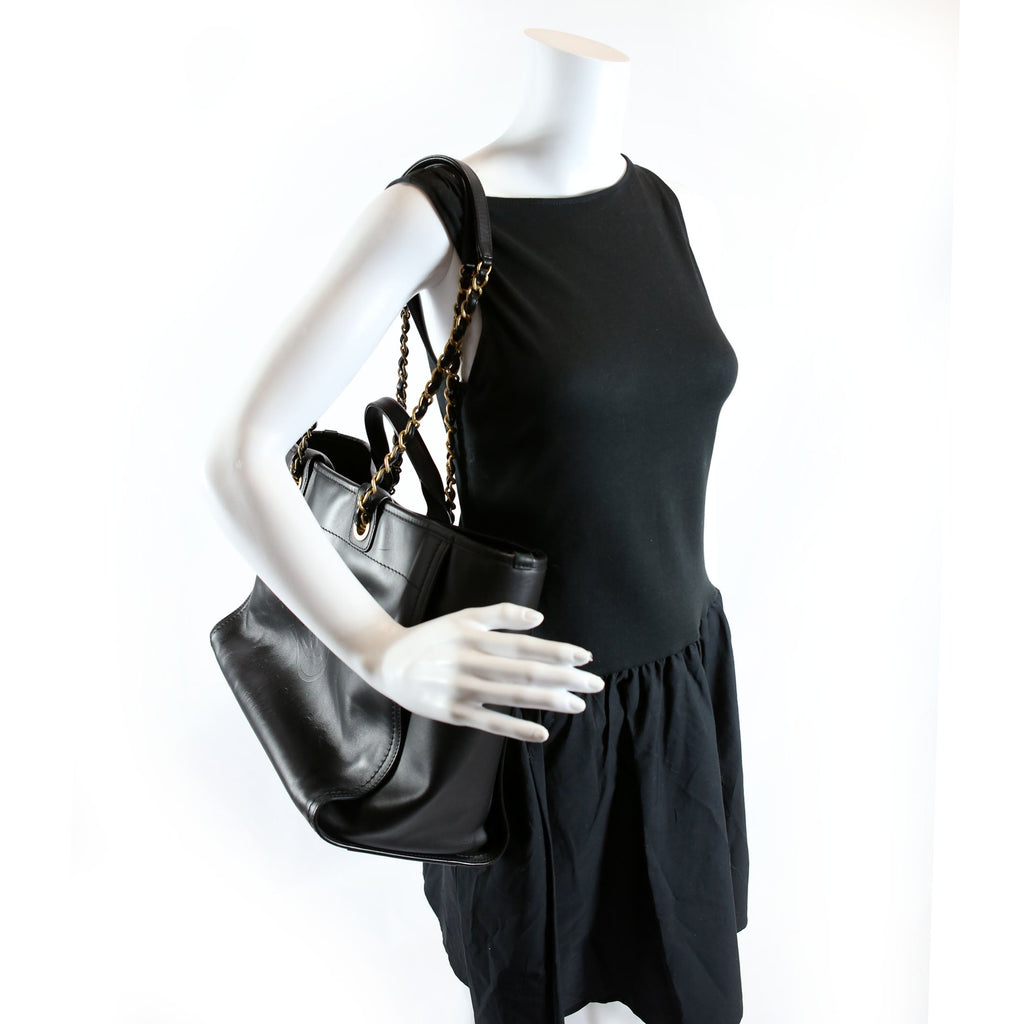 Chanel Deauville Embossed Calfskin Medium 31M Black
