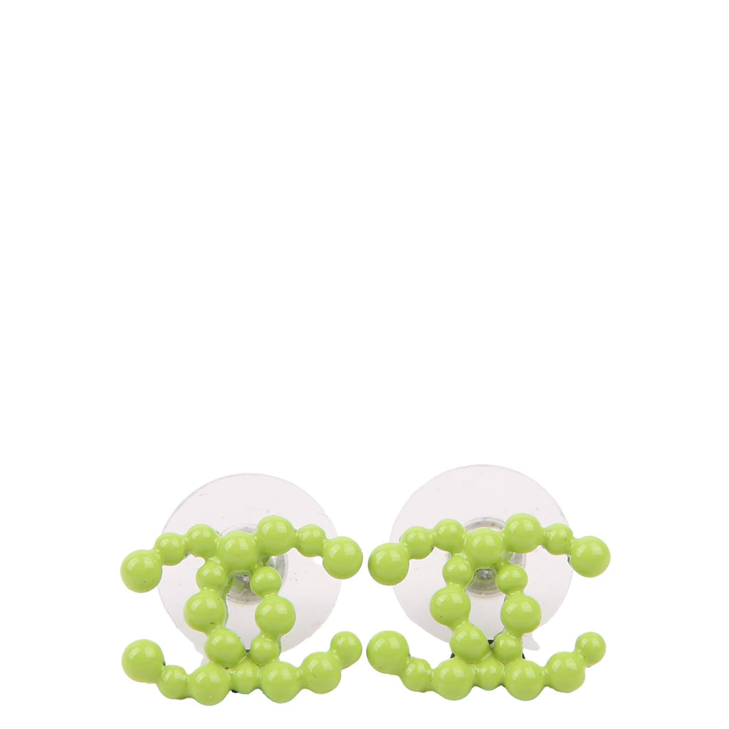 Chanel CC Resin Bead Earrings Green