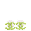 Chanel CC Resin Bead Earrings Green