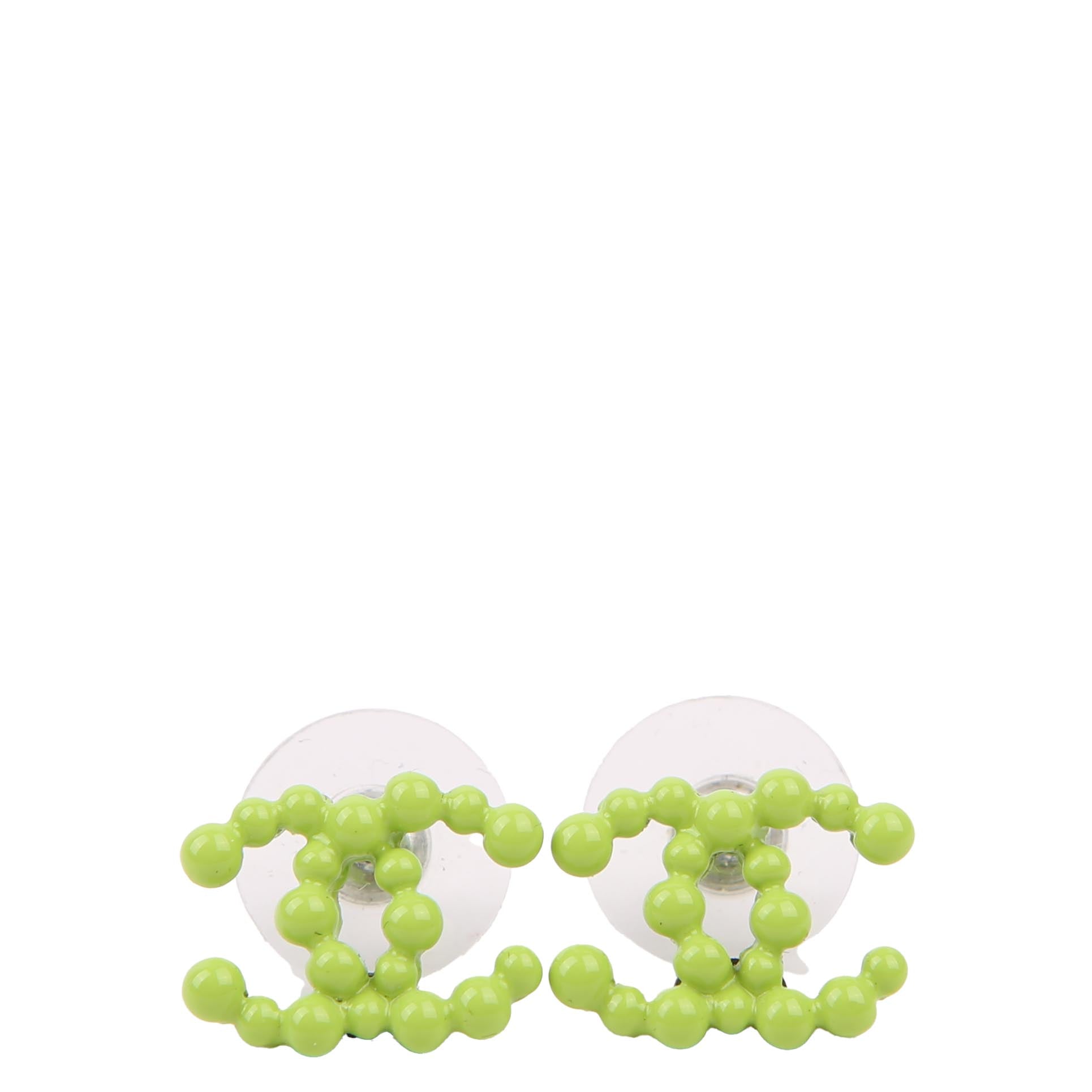 Chanel CC Resin Bead Earrings Green