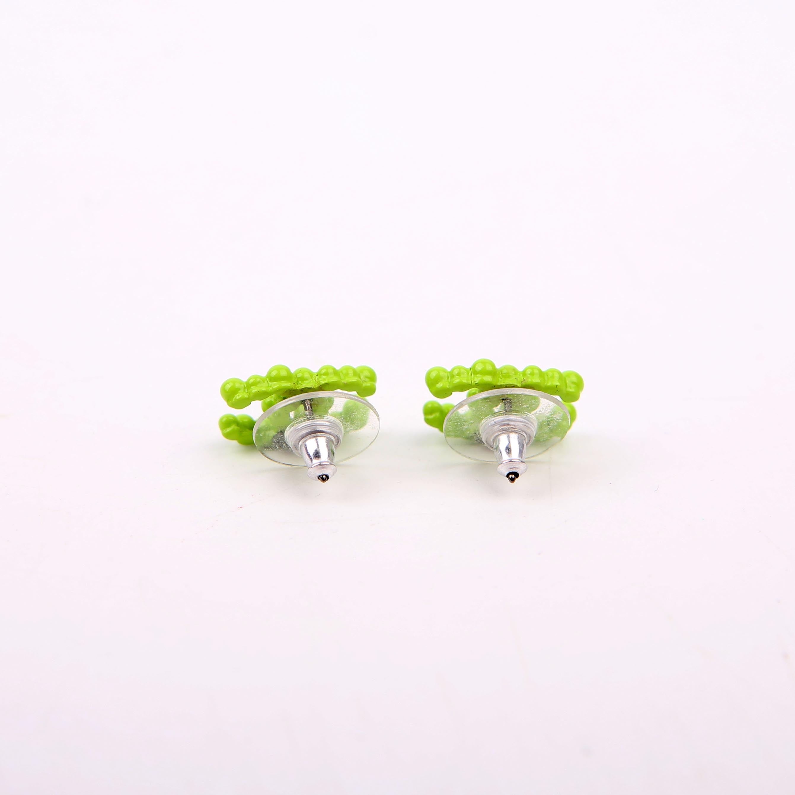 Chanel CC Resin Bead Earrings Green
