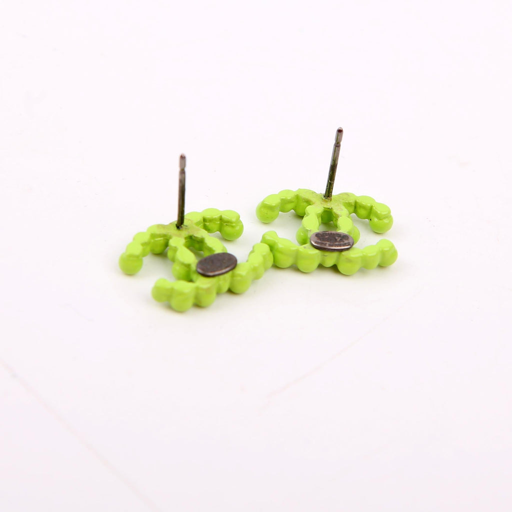 Chanel CC Resin Bead Earrings Green