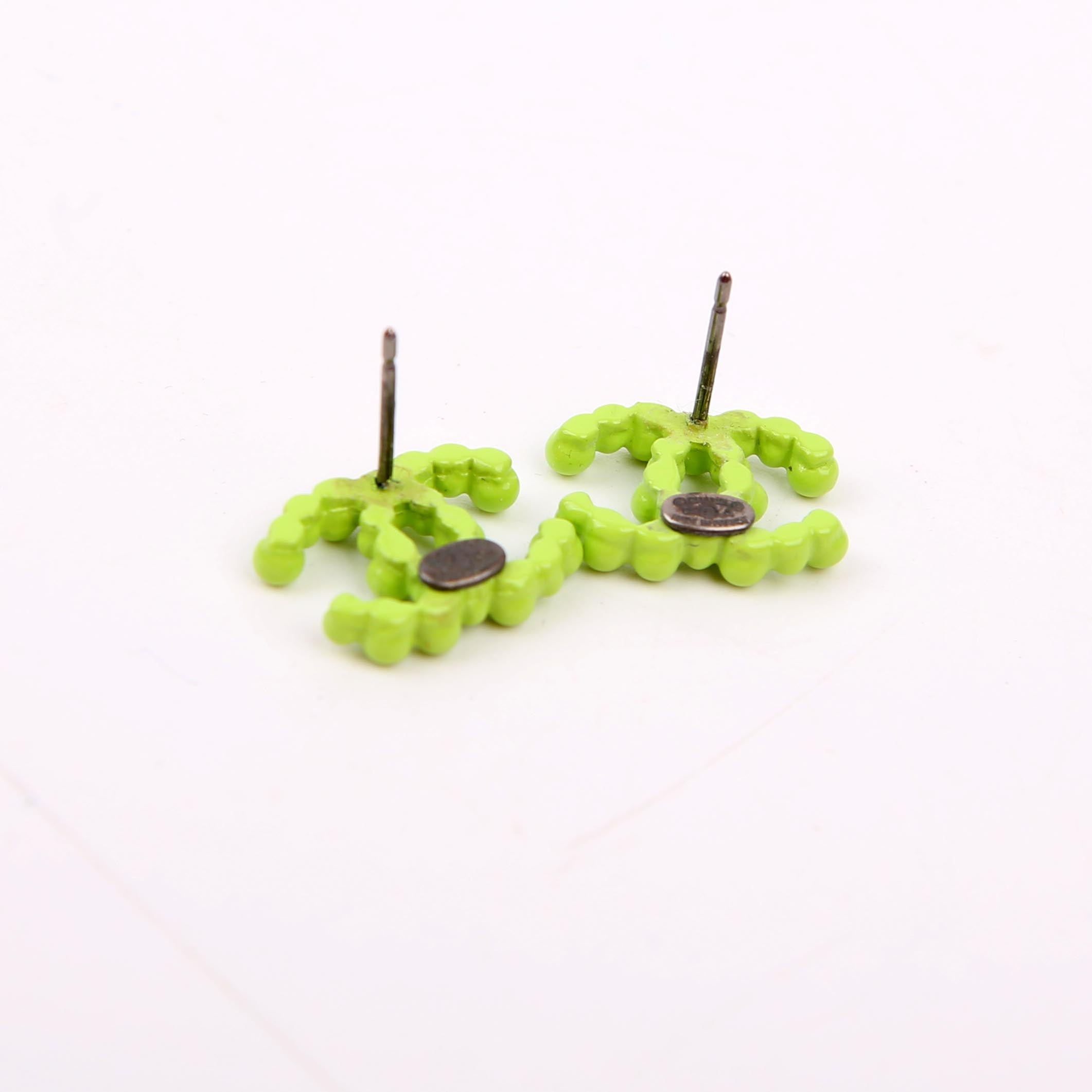 Chanel CC Resin Bead Earrings Green