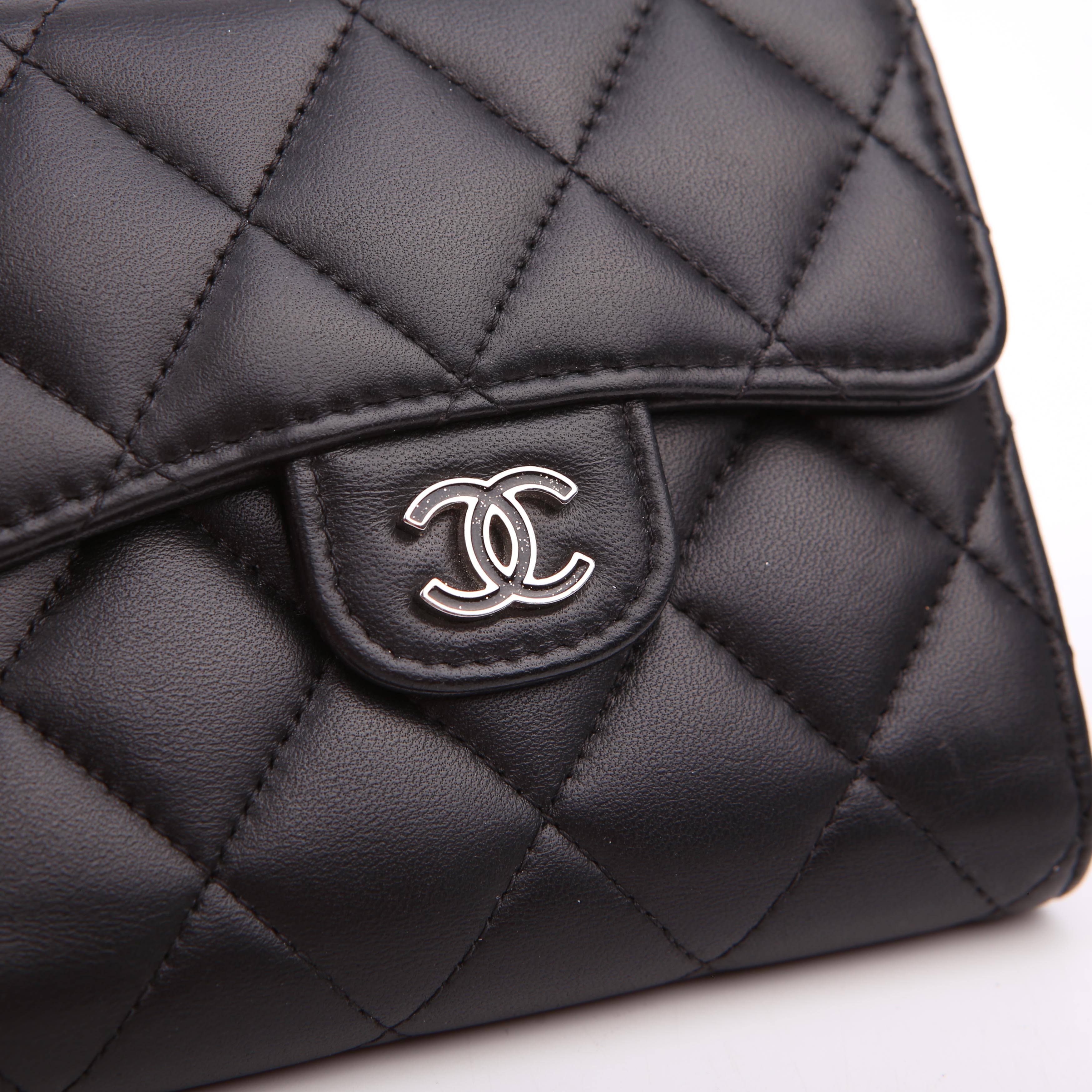 Chanel Classic Compact Flap Wallet Lambskin 26M Black
