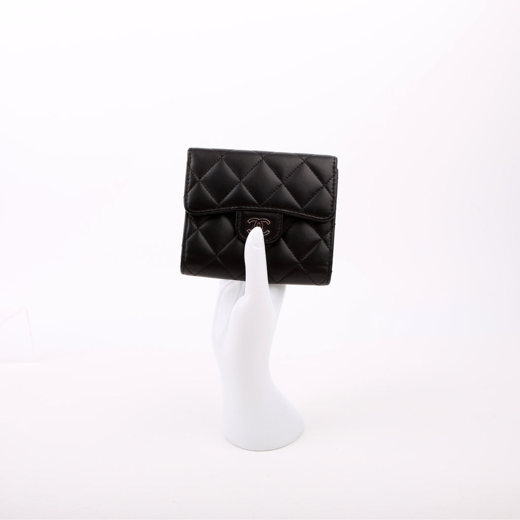 Chanel Classic Compact Flap Wallet Lambskin 26M Black
