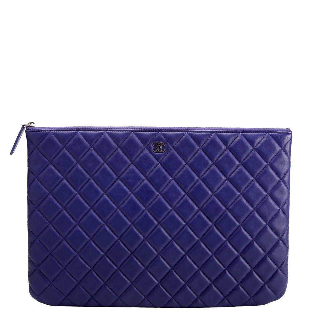 Chanel O Case Large Lambskin Blue