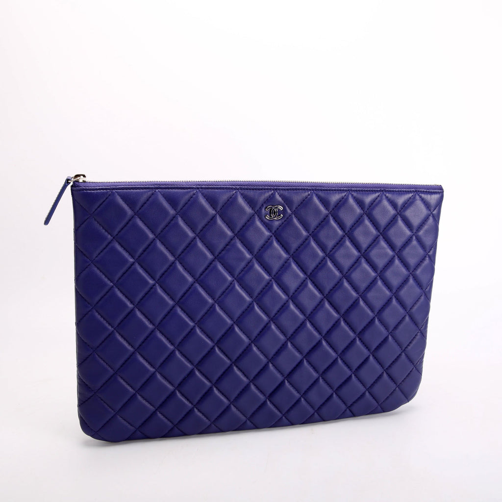Chanel O Case Large Lambskin Blue