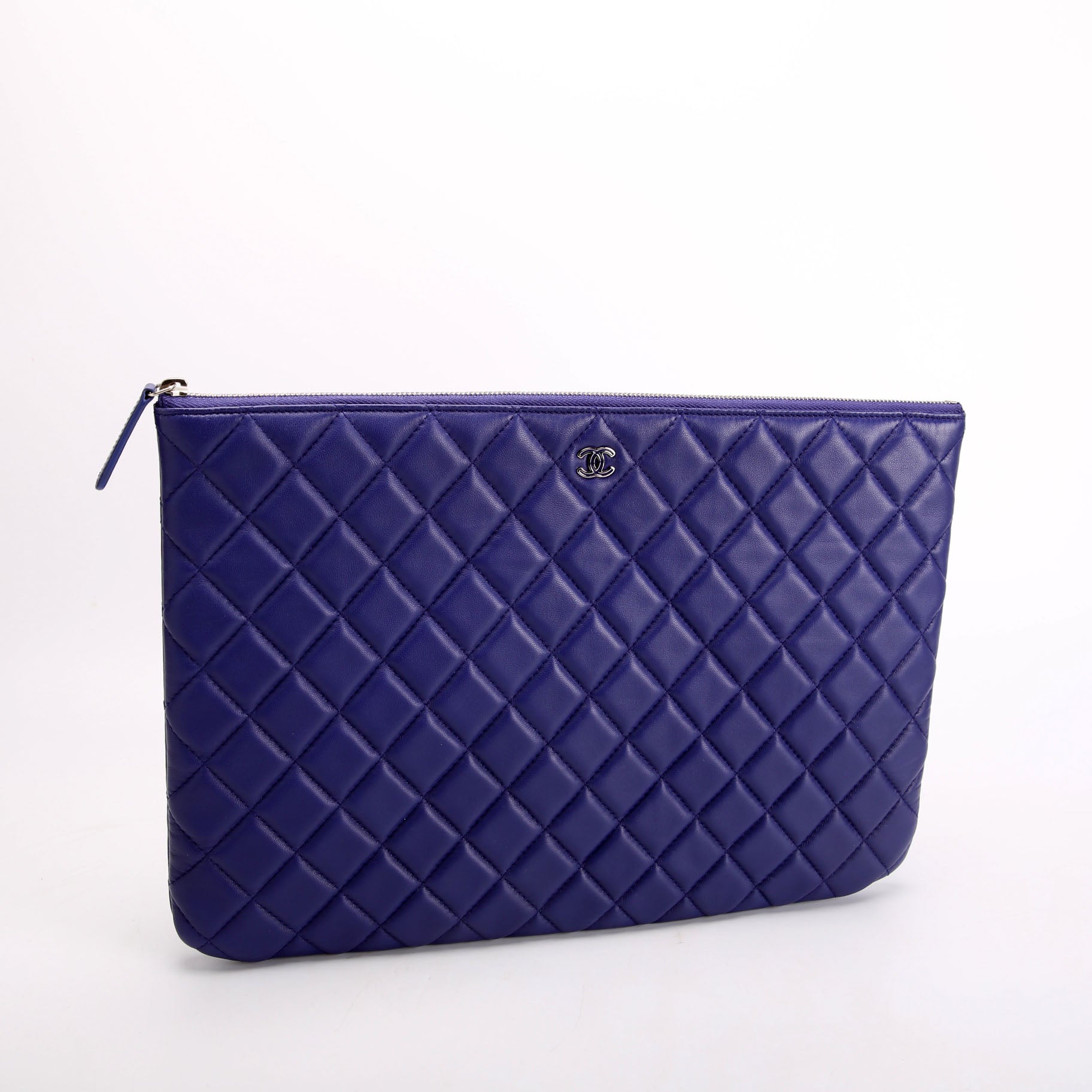 Chanel O Case Large Lambskin Blue