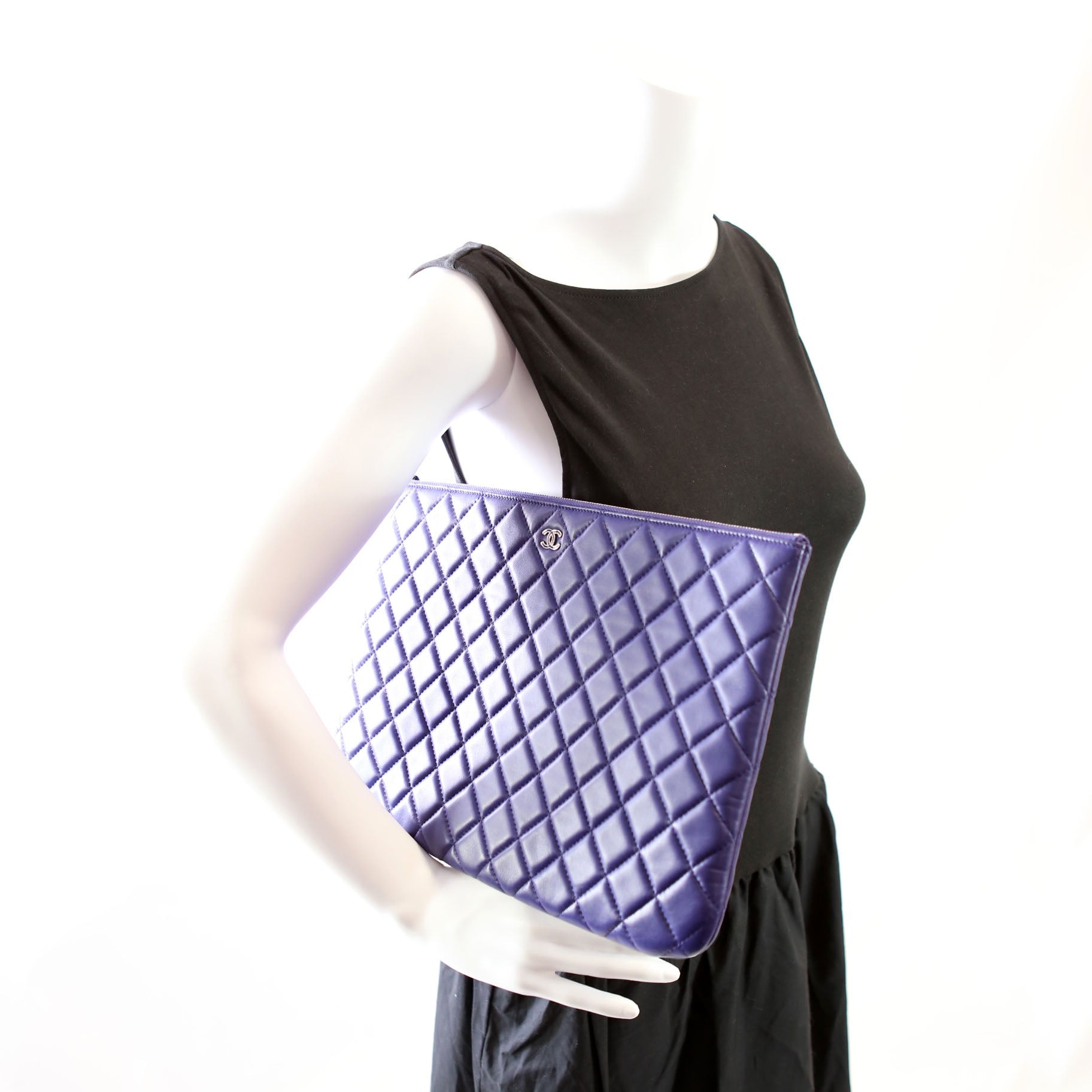 Chanel O Case Large Lambskin Blue