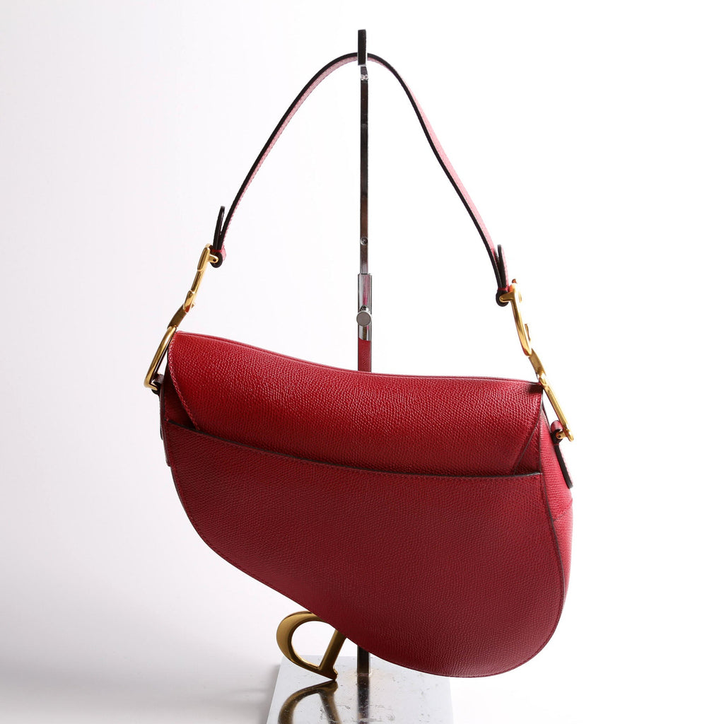Christian Dior Saddle Bag Leather Red