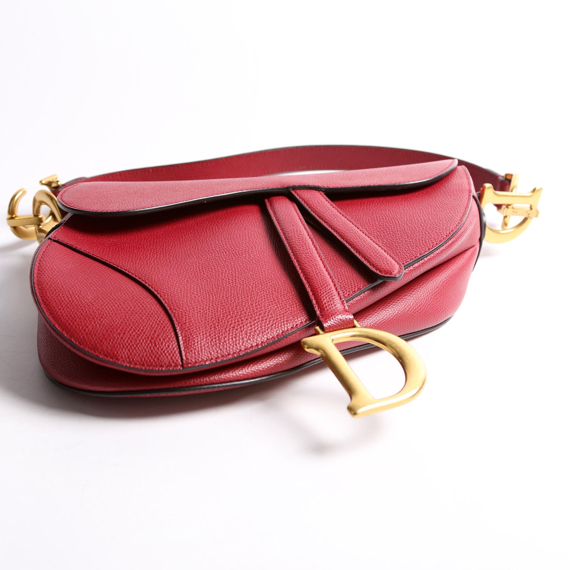 Christian Dior Saddle Bag Leather Red