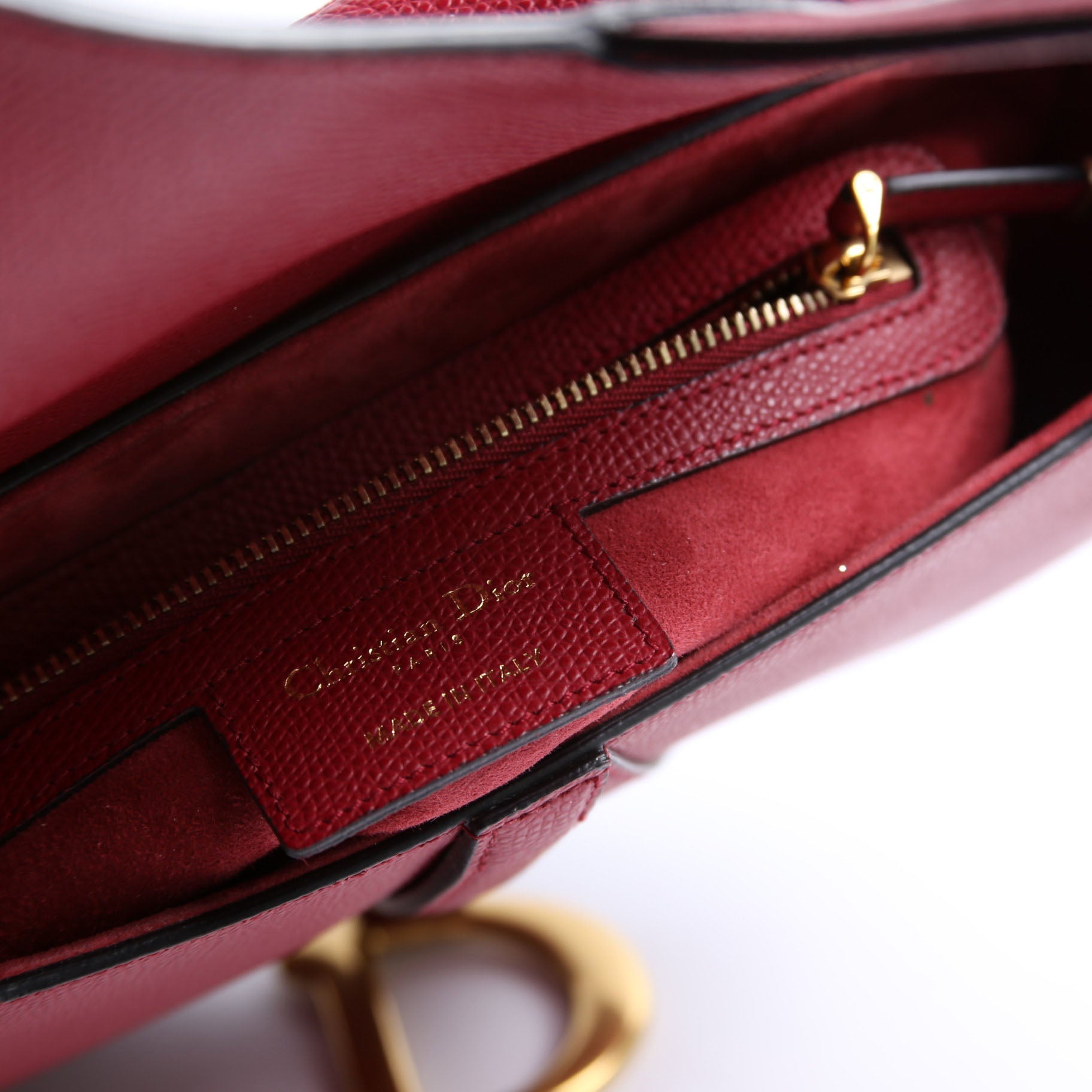 Christian Dior Saddle Bag Leather Red