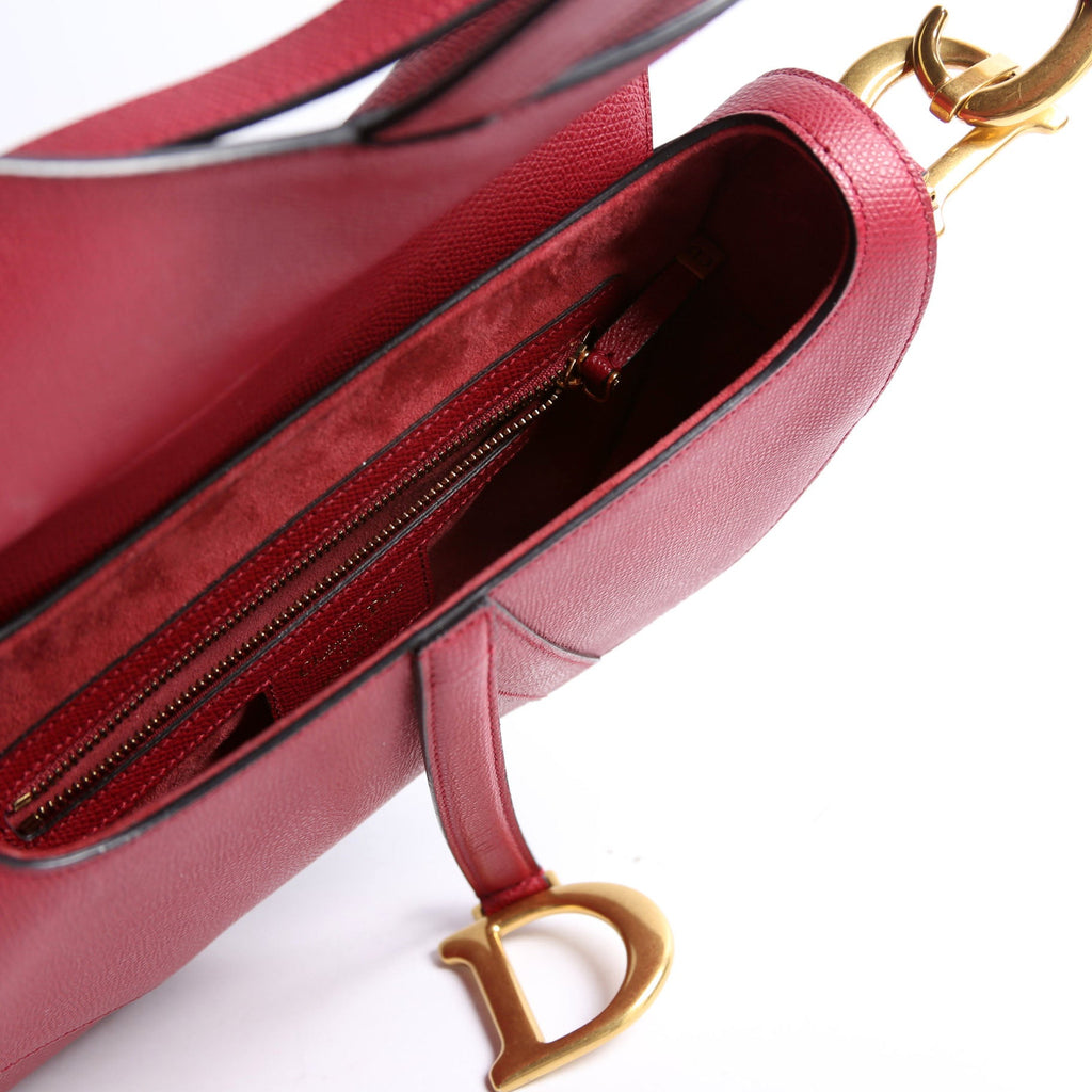 Christian Dior Saddle Bag Leather Red