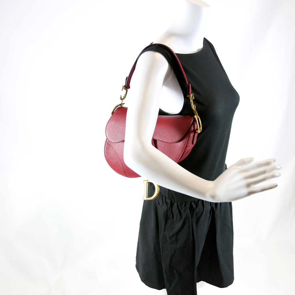 Christian Dior Saddle Bag Leather Red