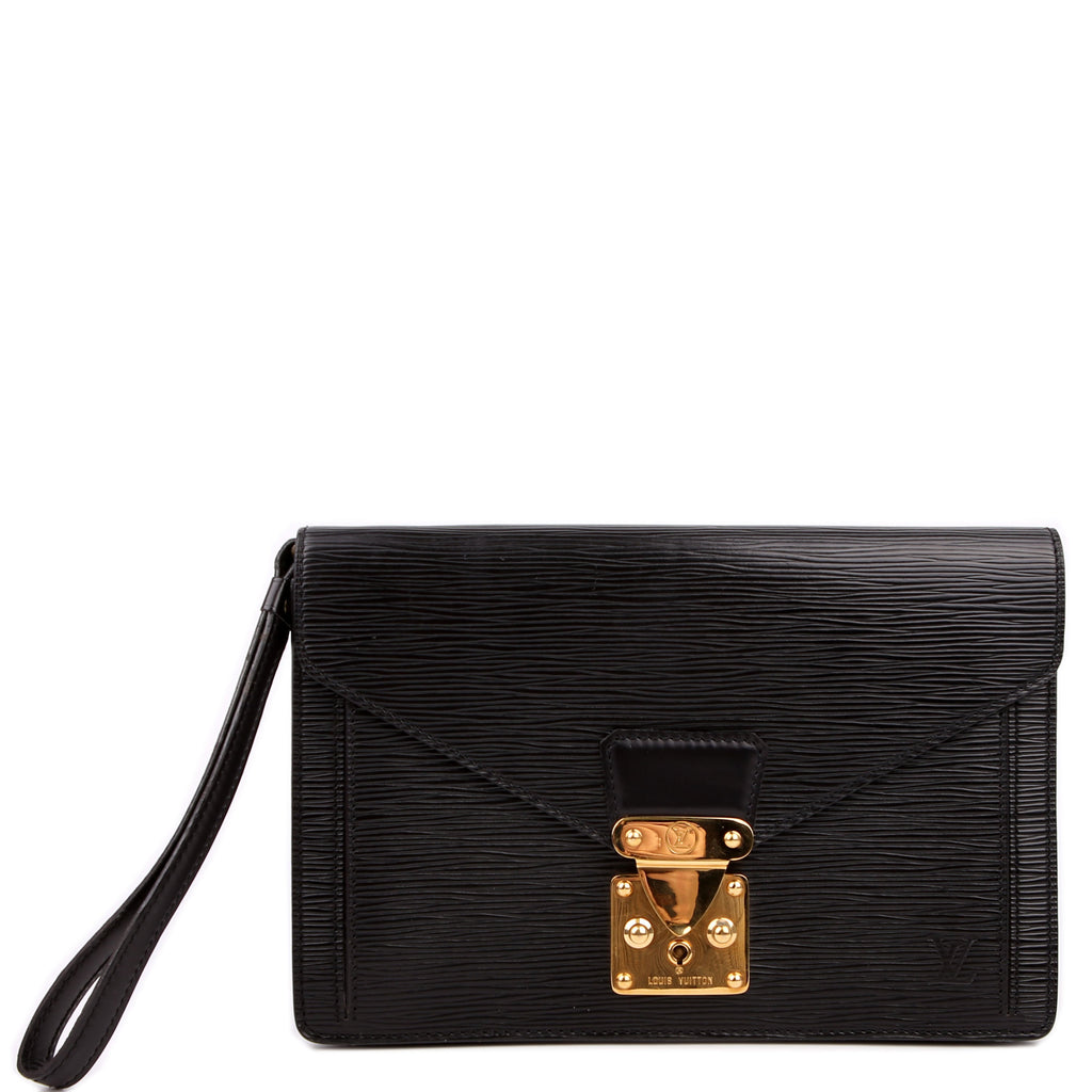 Louis Vuitton Pochette Sellier Dragonne Clutch Epi Black