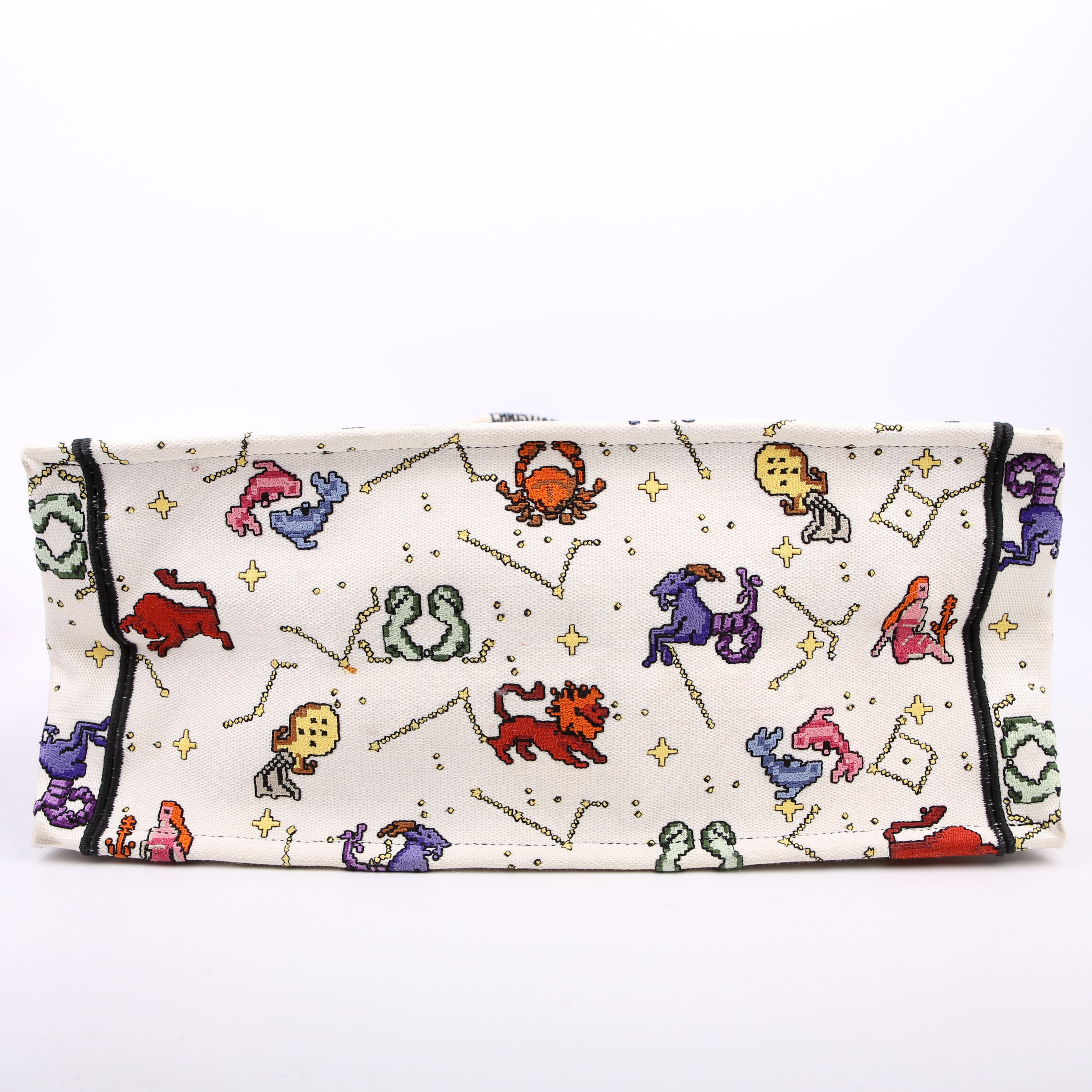 Christian Dior Book Tote Large Embroidered Pixel Zodiac Multicolor