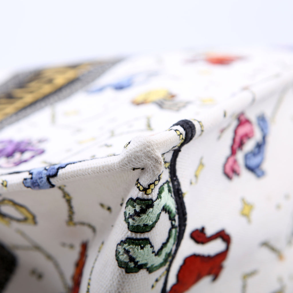 Christian Dior Book Tote Large Embroidered Pixel Zodiac Multicolor