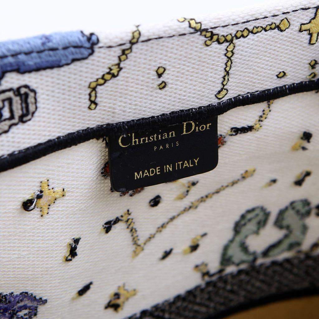 Christian Dior Book Tote Large Embroidered Pixel Zodiac Multicolor