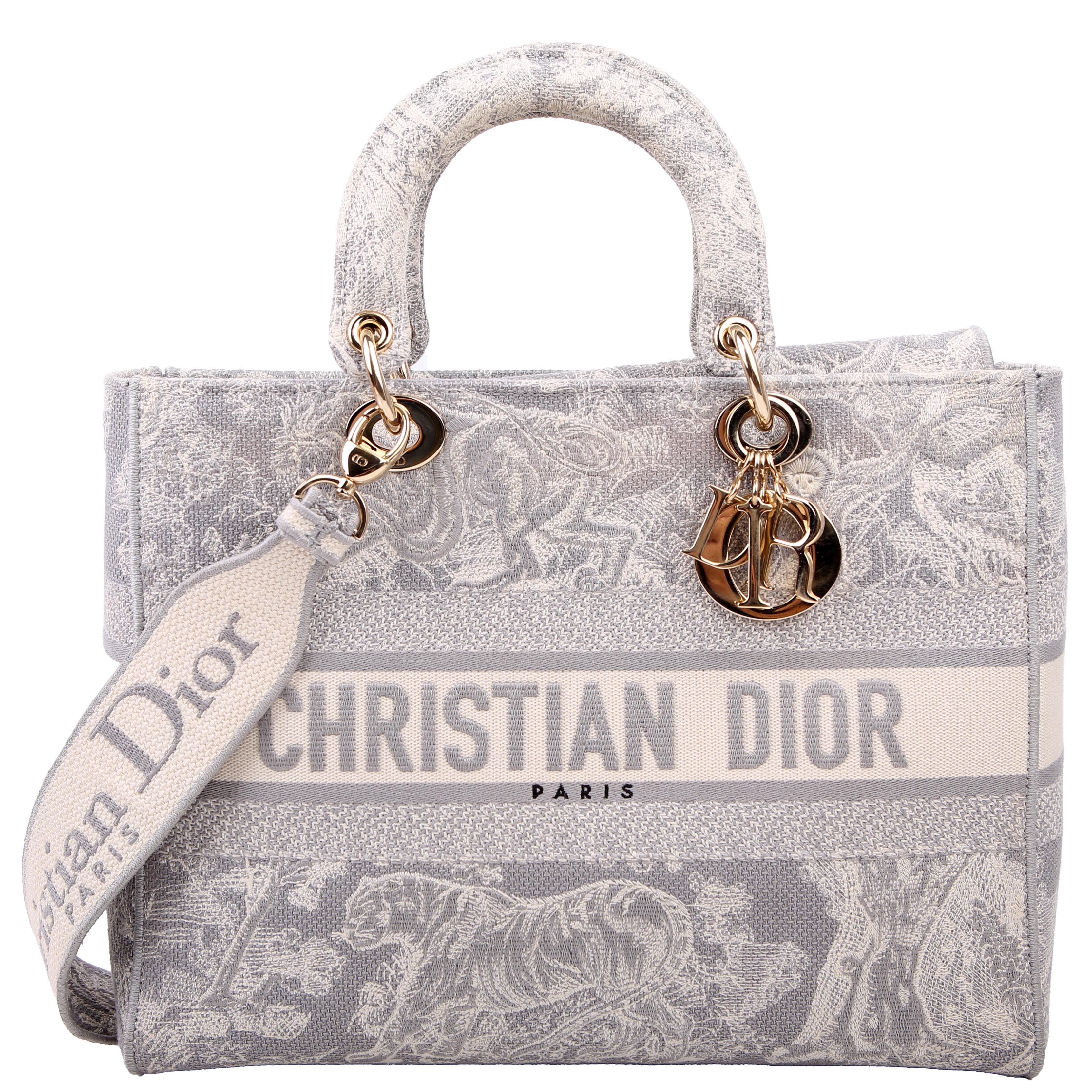 Christian Dior Lady D-Lite Toile De Jouy Large Grey